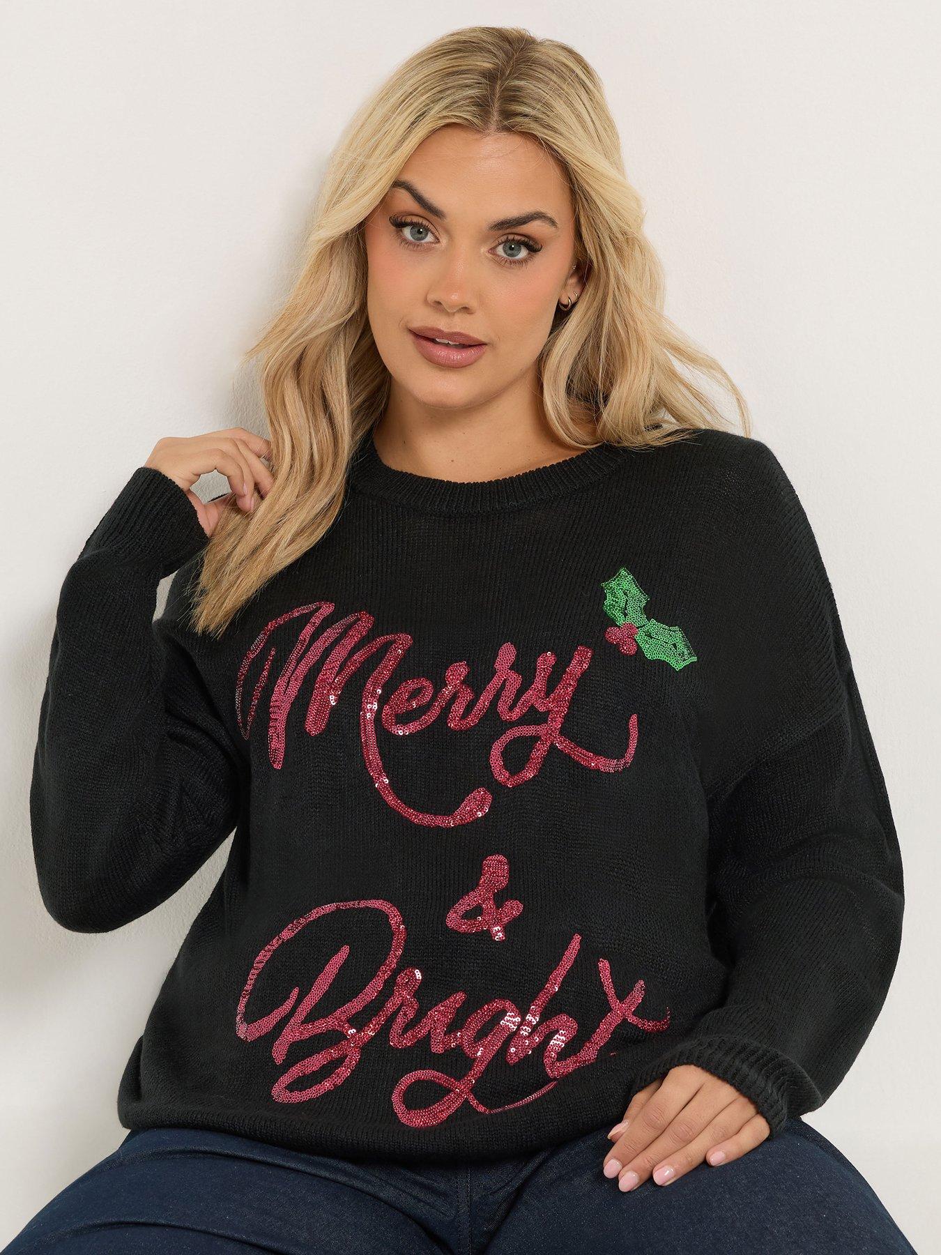 Image 4 of 4 of Yours Curve Merry &amp; Bright Sequin Jumper