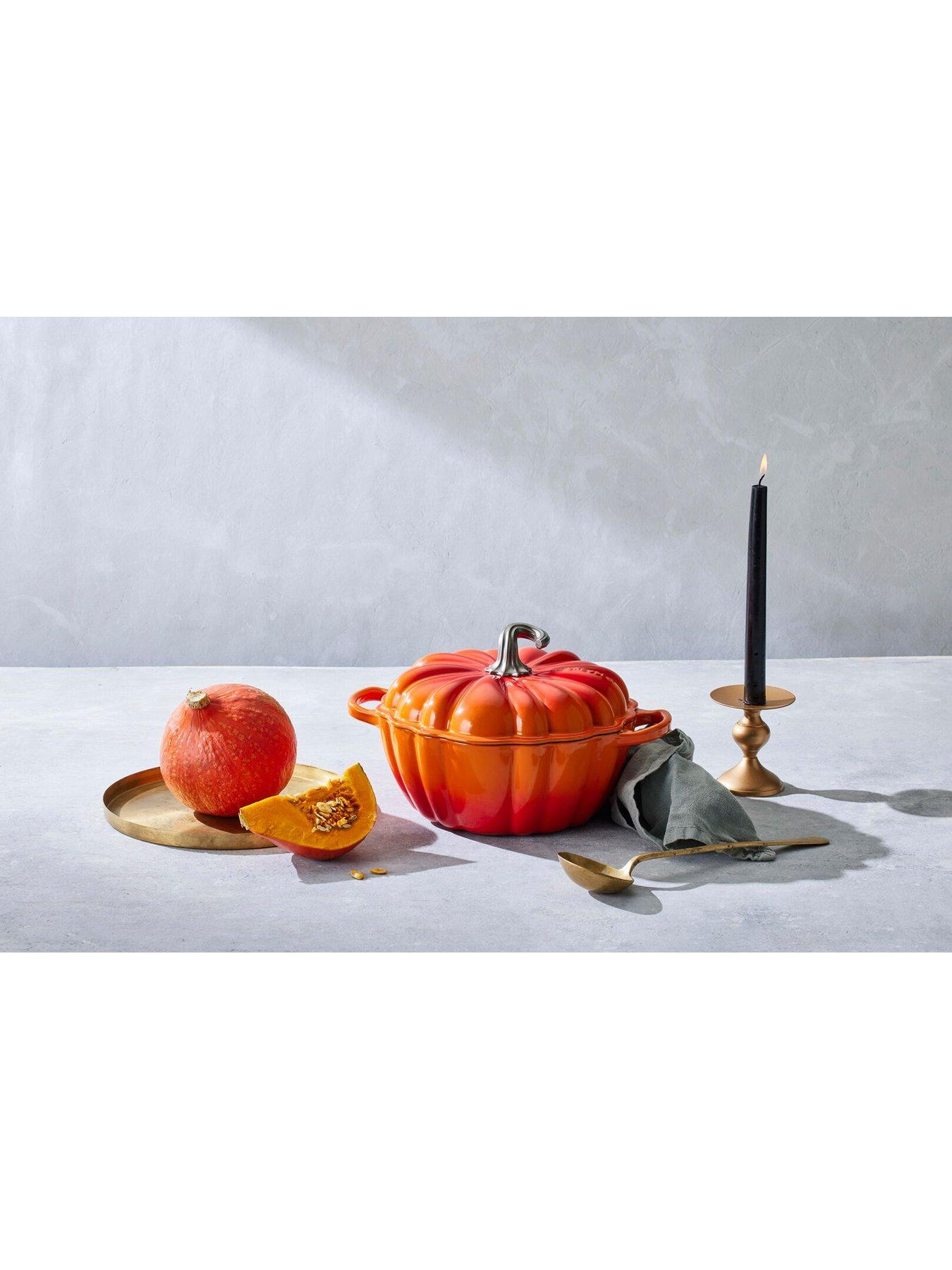 Image 6 of 6 of Le Creuset Cast Iron Signature Pumpkin Casserole 24cm Volcanic Marronnier Gold Knob