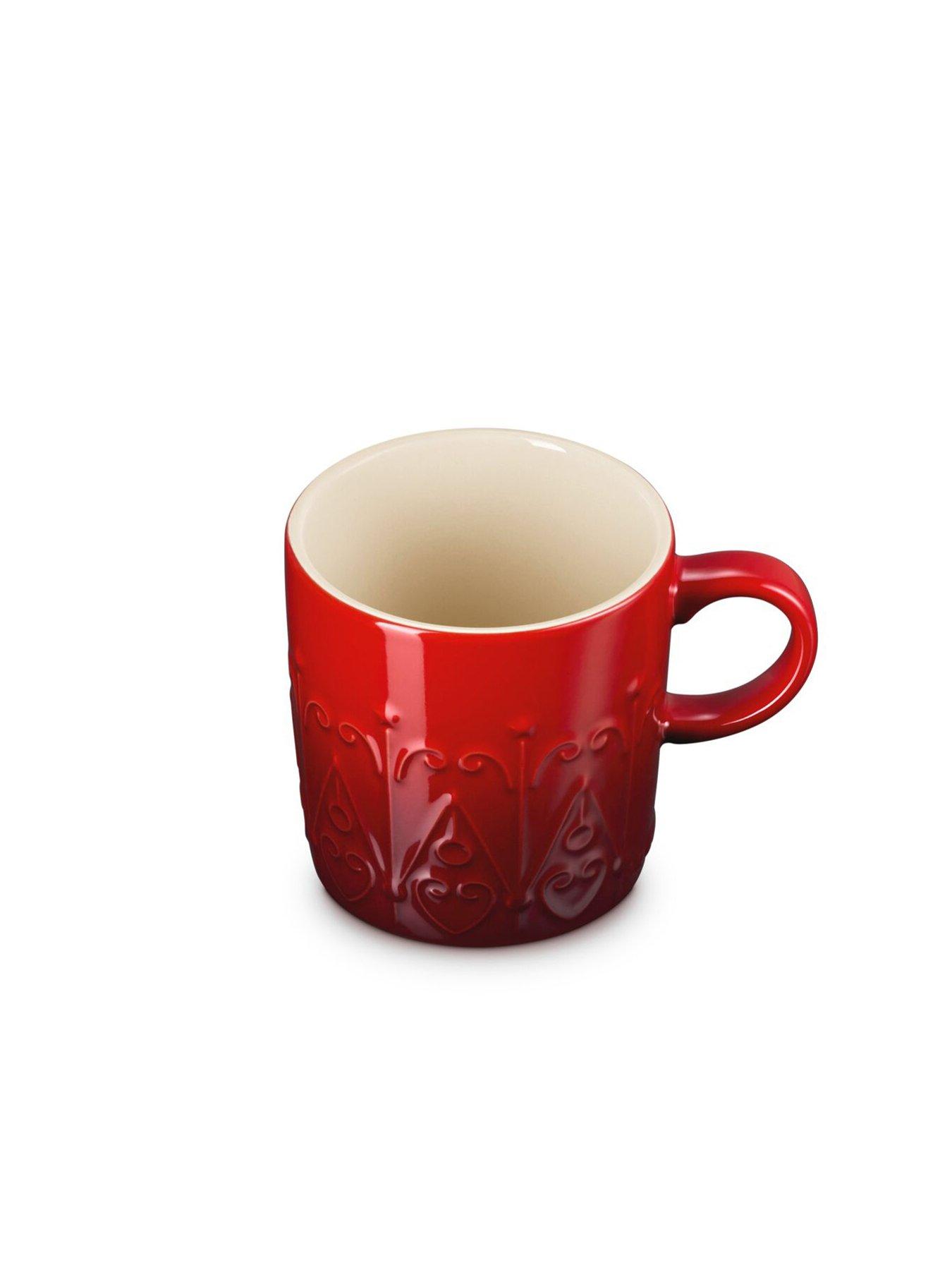 Image 3 of 6 of Le Creuset Le Creuset Stoneware London 350ml Coffee Mug Christmas Relief Cerise