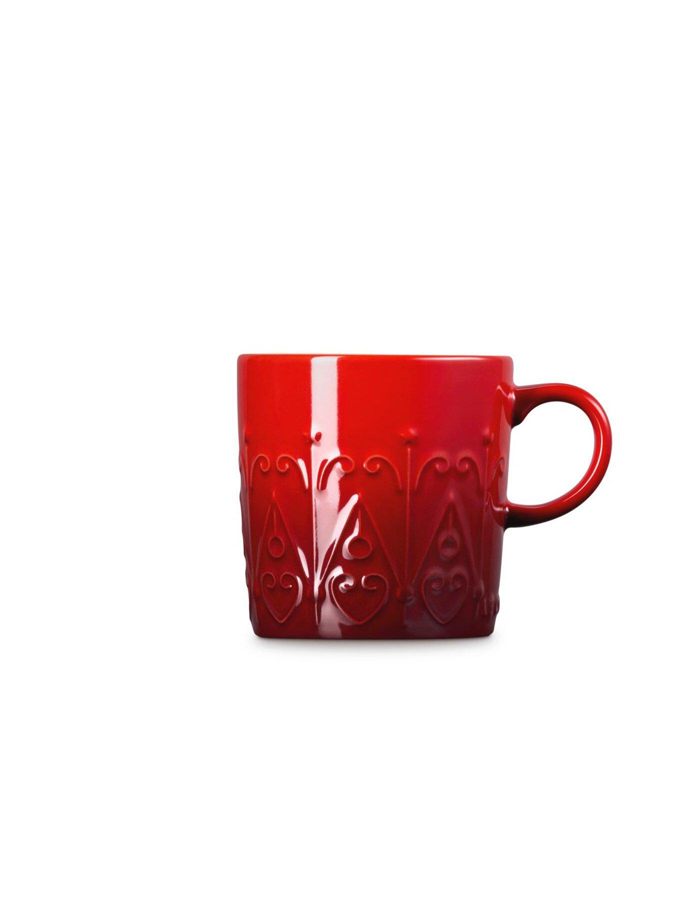 Image 5 of 6 of Le Creuset Le Creuset Stoneware London 350ml Coffee Mug Christmas Relief Cerise