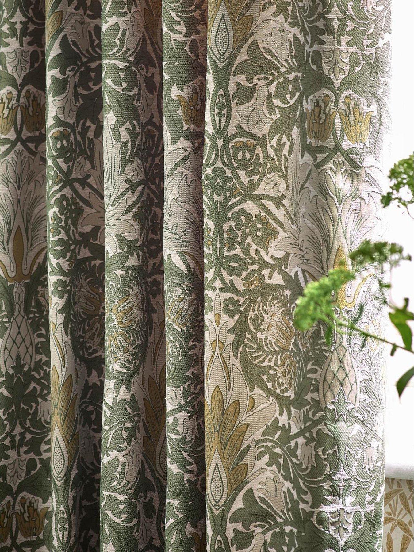 Image 2 of 5 of Morris & Co SNAKESHEAD 229X229 PENCIL PLEAT CURTAINS SUNFLOWER/STONE