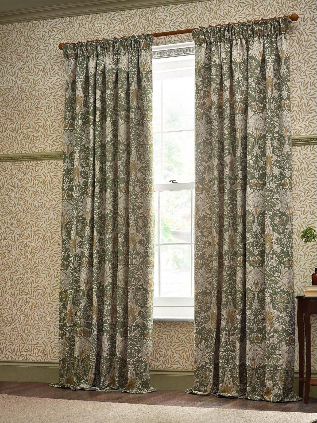 Image 4 of 5 of Morris & Co SNAKESHEAD 229X229 PENCIL PLEAT CURTAINS SUNFLOWER/STONE