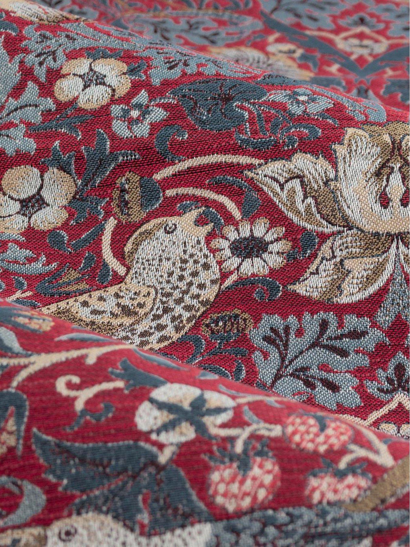 Image 4 of 7 of Morris & Co STRAWBERRY THIEF JACQUARD 117X183 PENCIL PLEAT CURTAINS BERRY