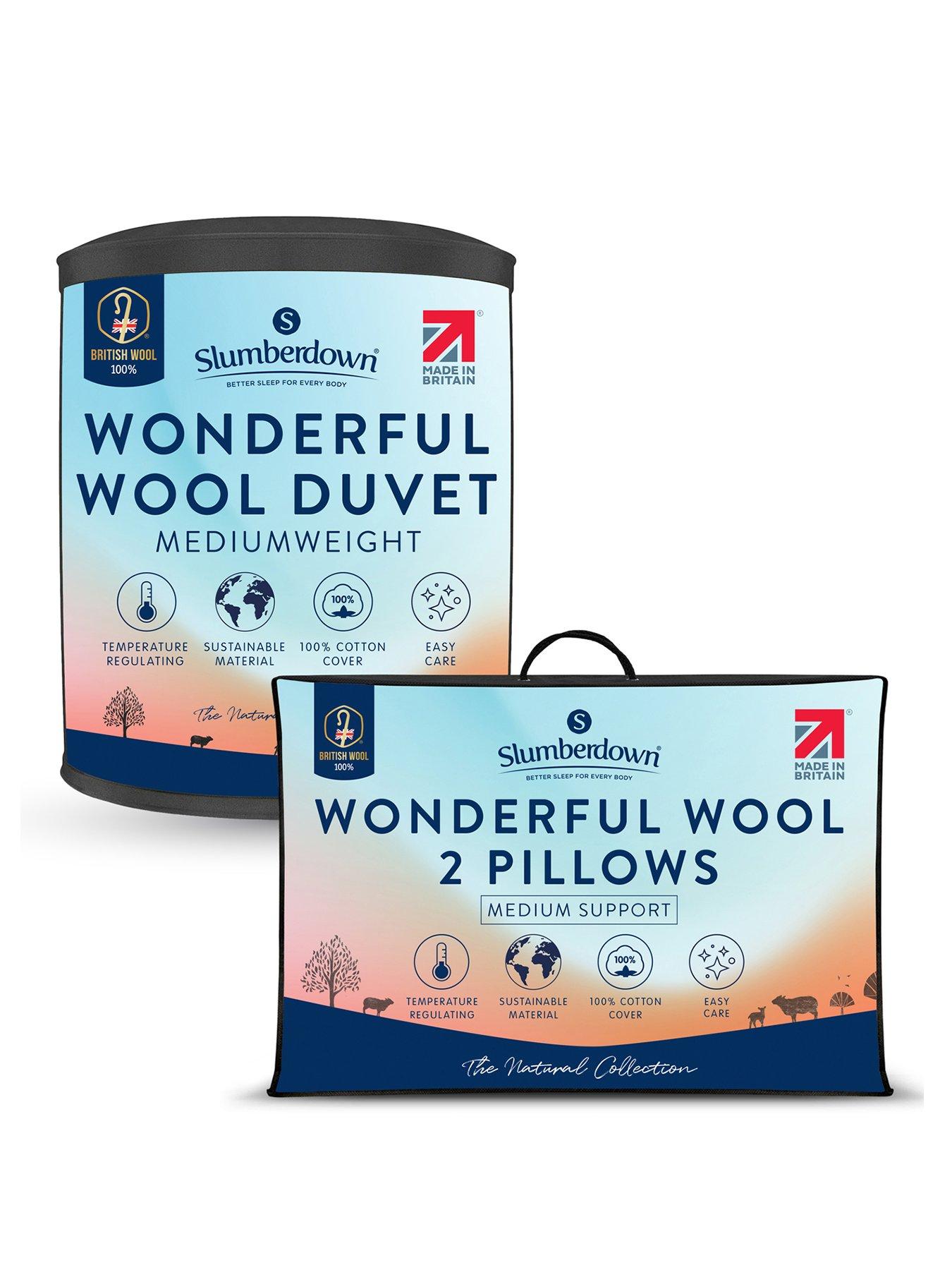 Slumberdown Slumberdown Wonderful Wool Duvet, 2 Medium Pillows, Mediumweight, Single