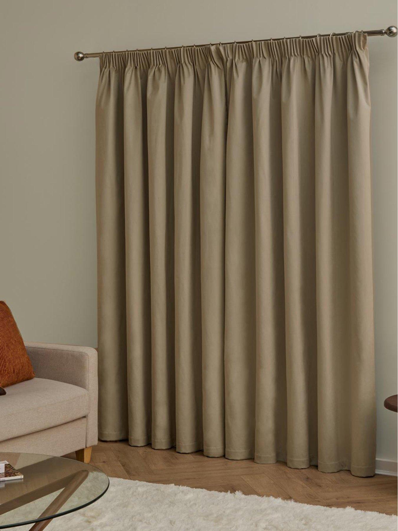 Image 2 of 7 of Furn THE ULTIMATE VELVET BLACKOUT 117X183 PENCIL PLEAT CURTAINS MOCHA