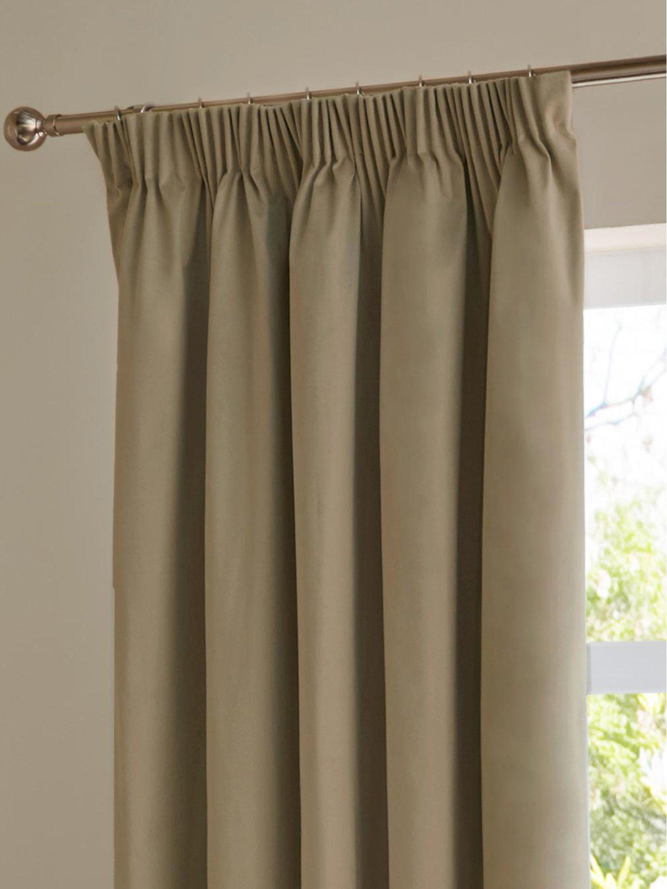 Image 4 of 7 of Furn THE ULTIMATE VELVET BLACKOUT 117X183 PENCIL PLEAT CURTAINS MOCHA