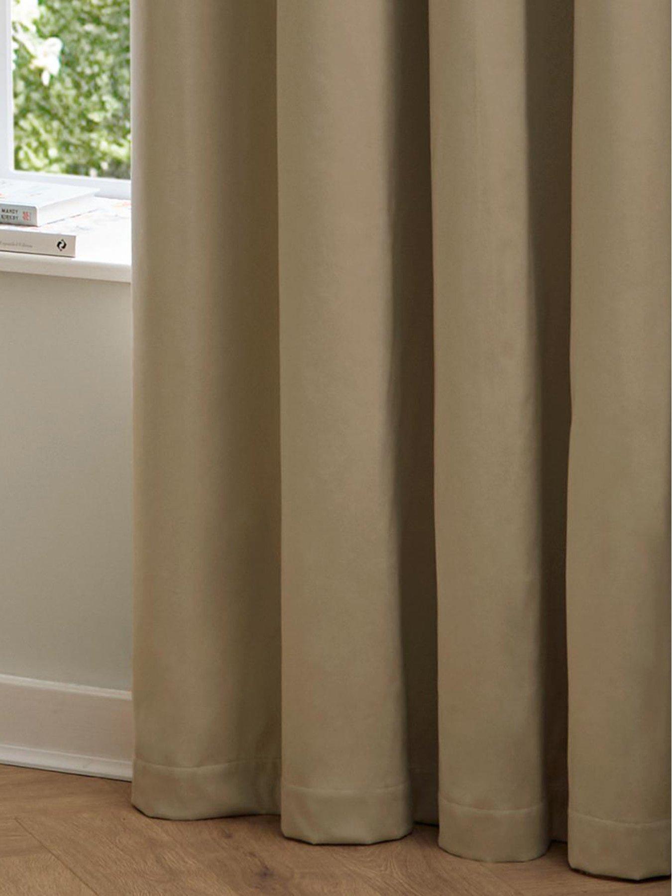 Image 5 of 7 of Furn THE ULTIMATE VELVET BLACKOUT 117X183 PENCIL PLEAT CURTAINS MOCHA