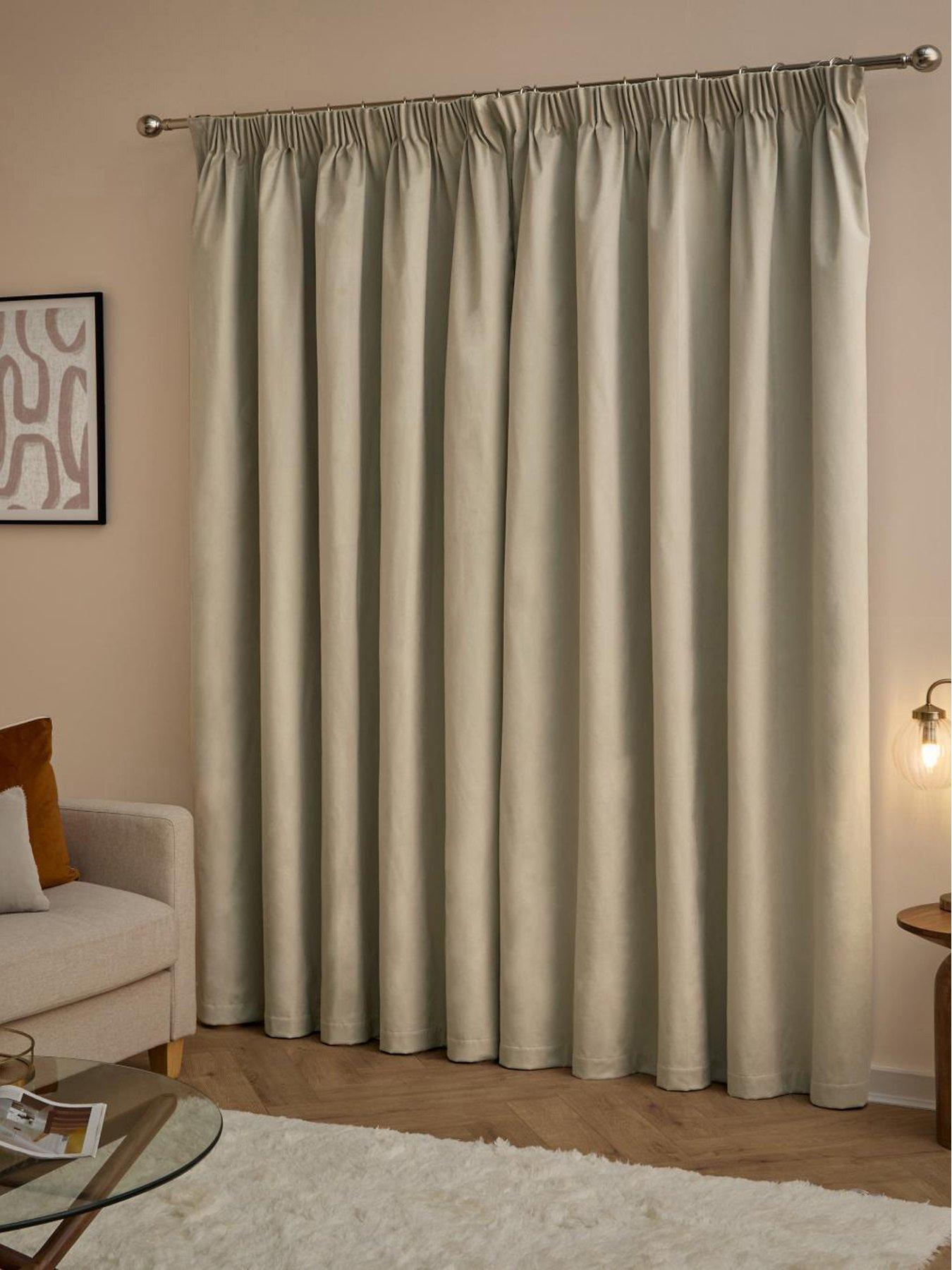 Image 2 of 7 of Furn THE ULTIMATE VELVET BLACKOUT 168X183 PENCIL PLEAT CURTAINS NATURAL
