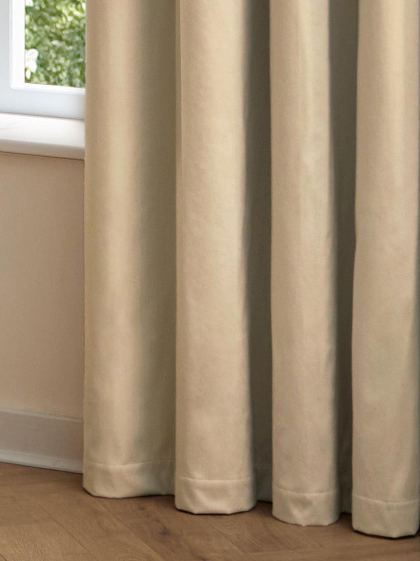 Image 5 of 7 of Furn THE ULTIMATE VELVET BLACKOUT 168X183 PENCIL PLEAT CURTAINS NATURAL