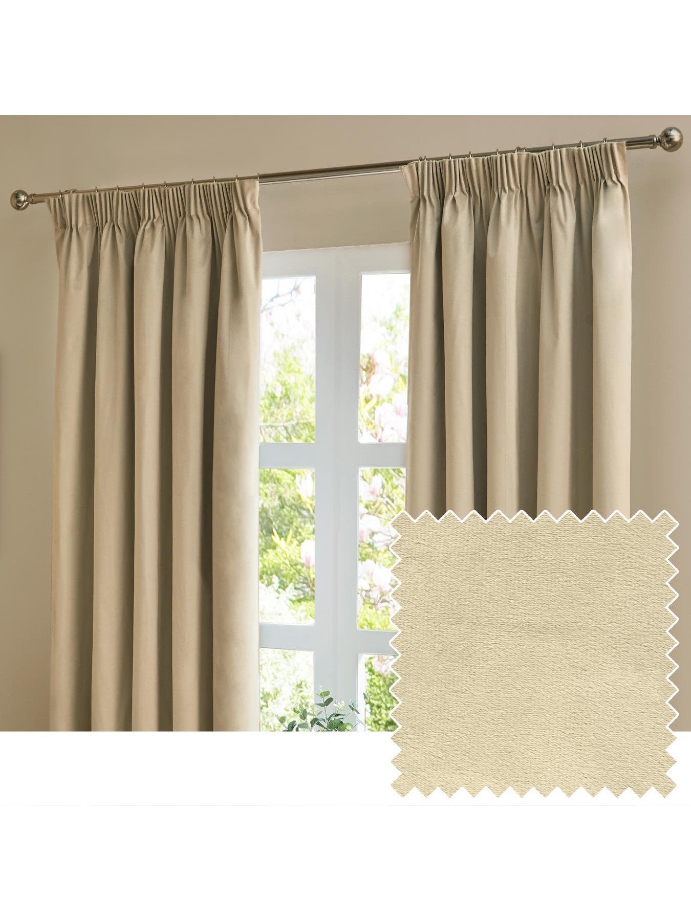 Image 7 of 7 of Furn THE ULTIMATE VELVET BLACKOUT 168X183 PENCIL PLEAT CURTAINS NATURAL