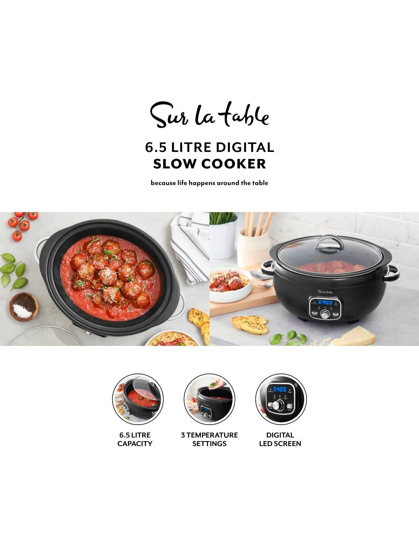 Image 2 of 7 of Sur La Table Core 6.5 Litre Digital Slow Cooker, Removable Pot, 320W, Black