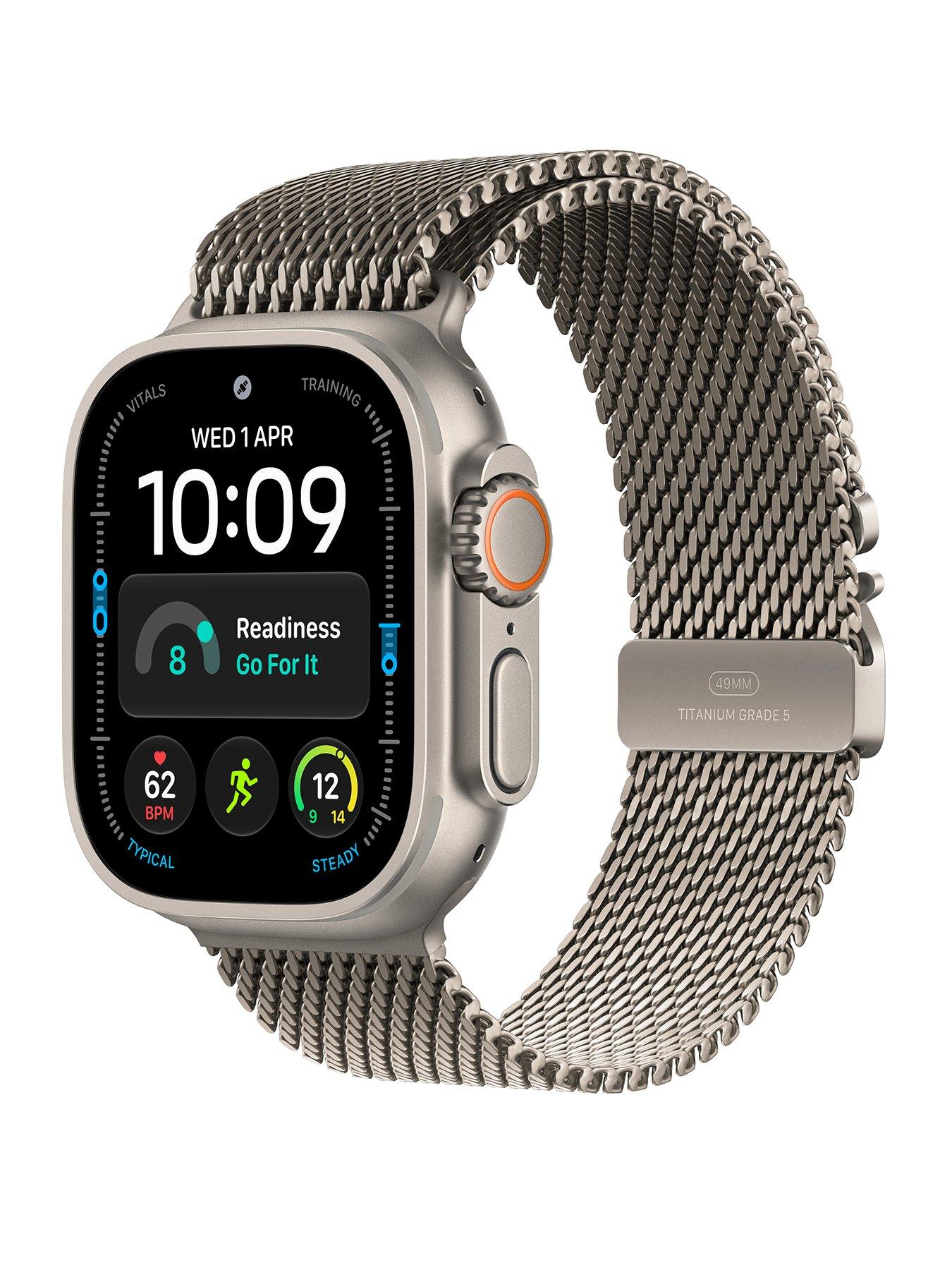 Image 1 of 7 of Apple Watch Ultra 4 (GPS + Cellular) 49mm Natural Titanium Case with Natural Titanium Milanese Loop - Medium