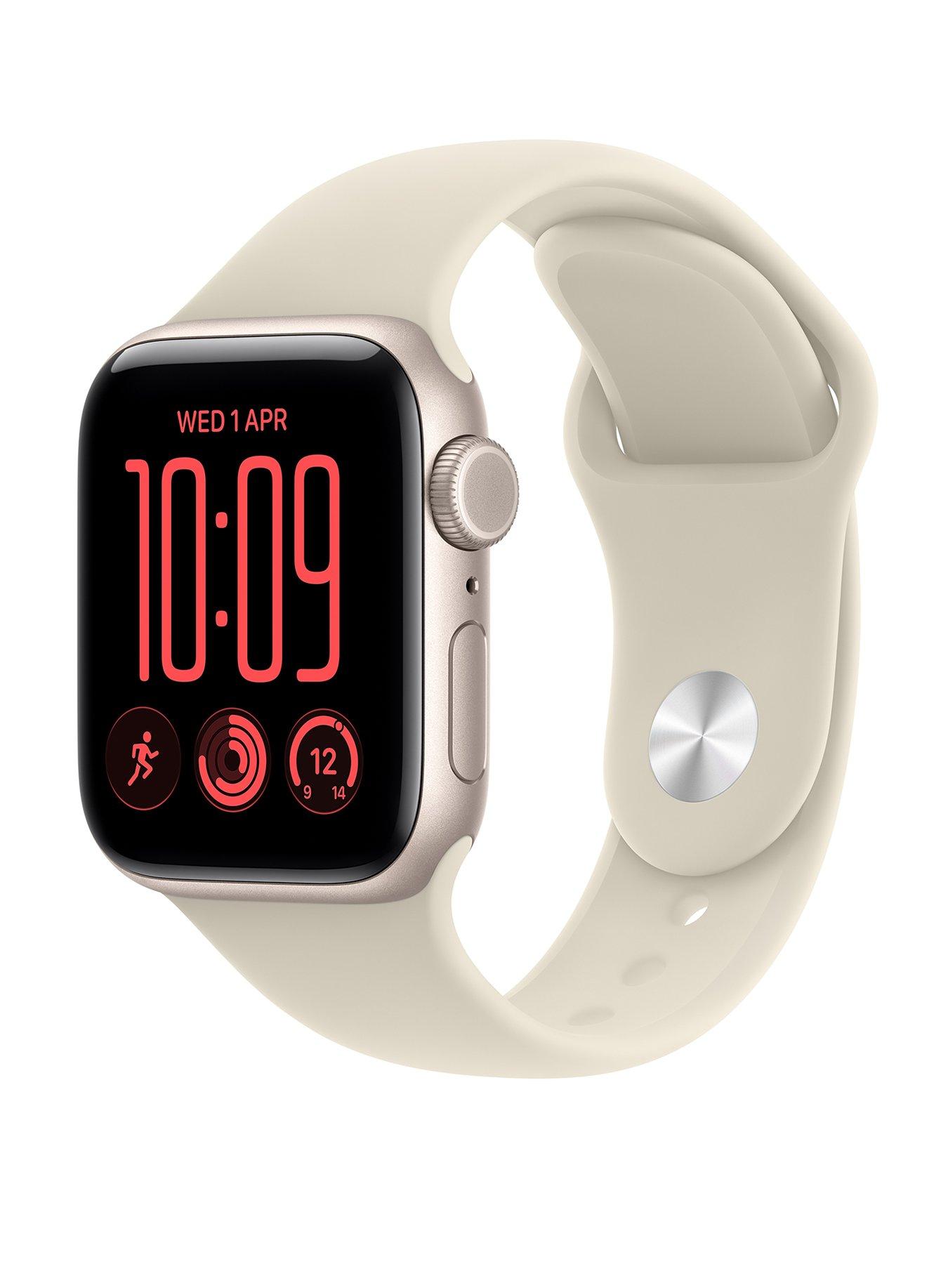 Apple Watch SE 3 (GPS + Cellular, 2026) 40mm Starlight Aluminium Case with Sand Sport Band - S/M