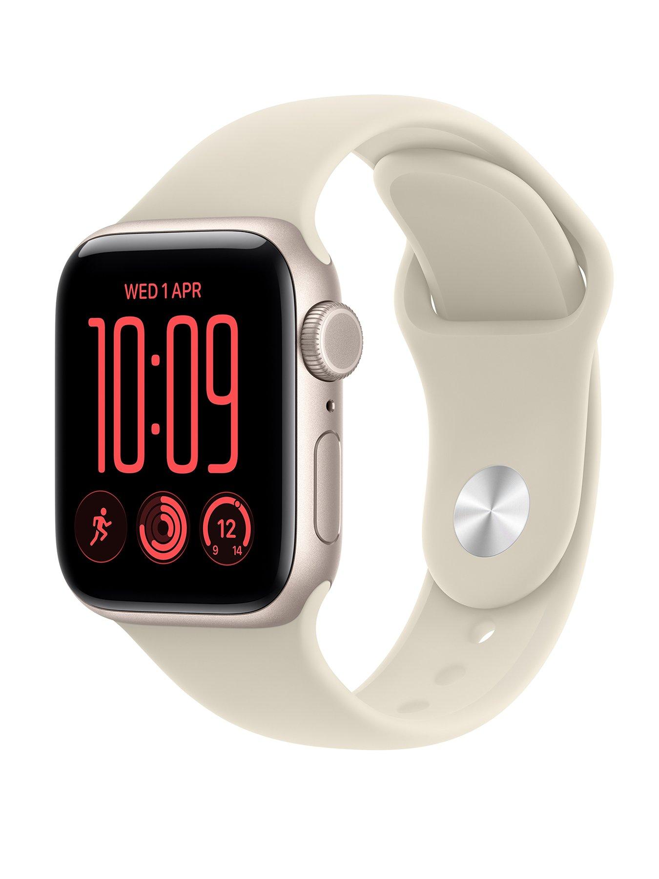 Apple Watch SE 3 (GPS + Cellular, 2026) 40mm Starlight Aluminium Case with Sand Sport Band - M/L