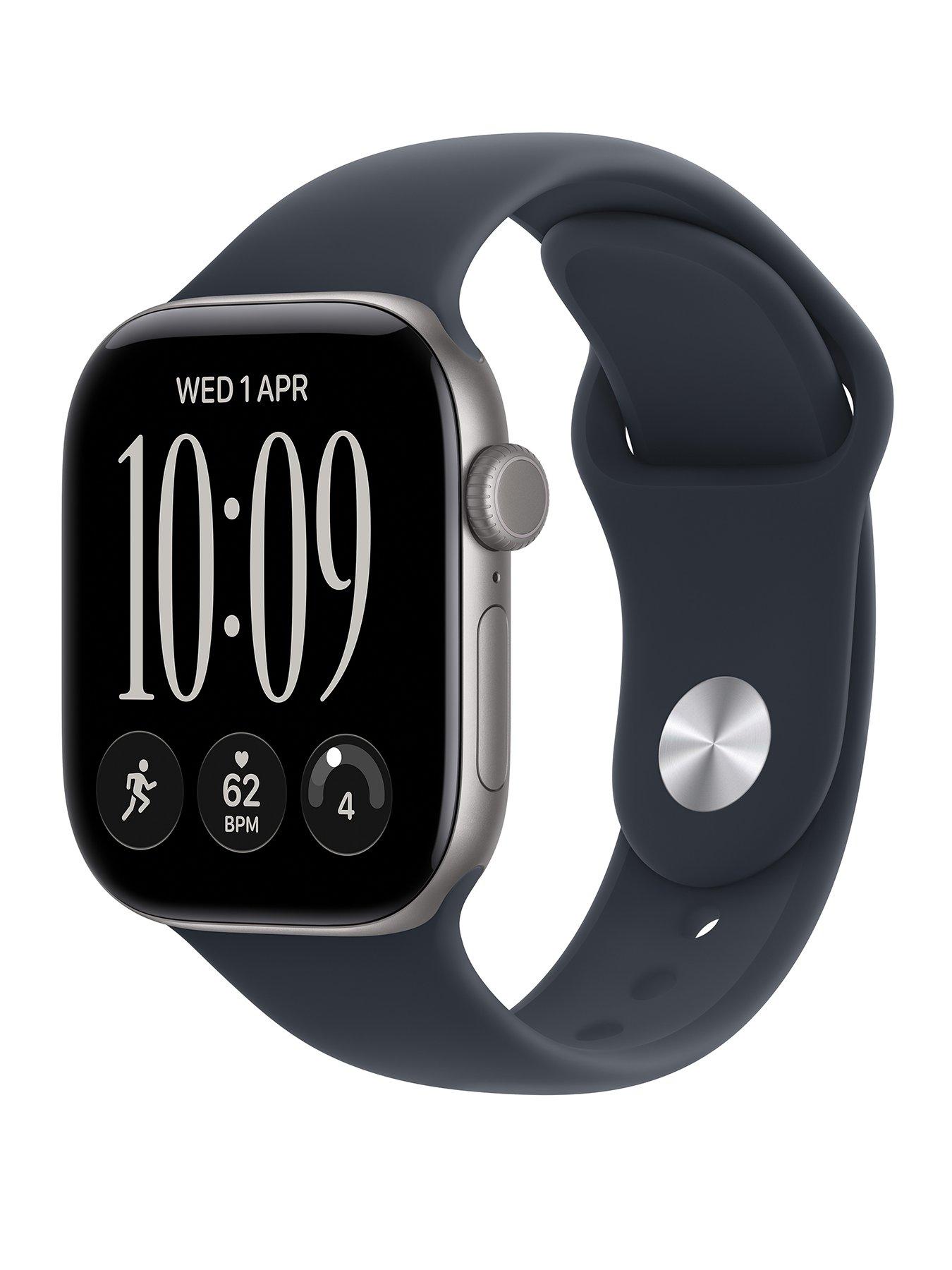 Image 1 of 8 of Apple Watch Series 12 (GPS) 42mm Space Grey Aluminium Case with Navy Blue Sport Band - M/L