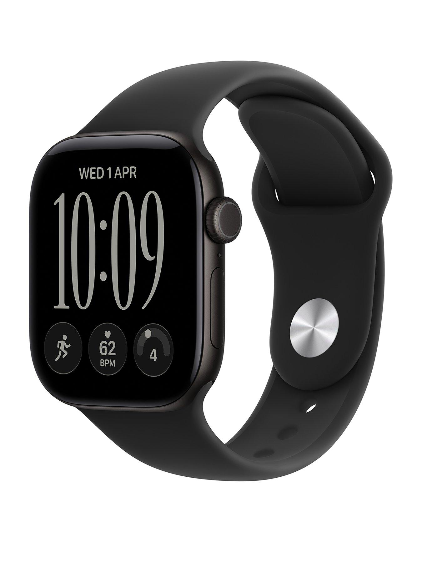 Image 1 of 8 of Apple Watch Series 12 (GPS) 42mm Black Aluminium Case with Black Sport Band - S/M