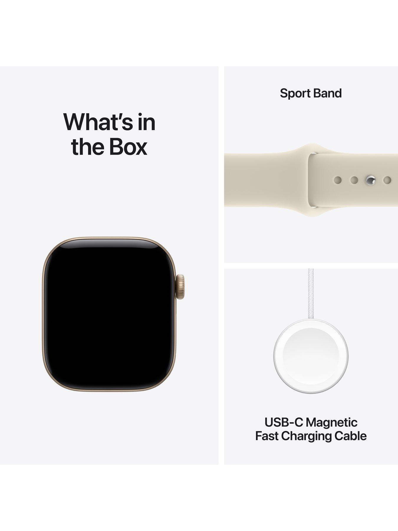 Image 7 of 8 of Apple Watch Series 12 (GPS) 42mm Light Gold Aluminium Case with Sand Sport Band - S/M