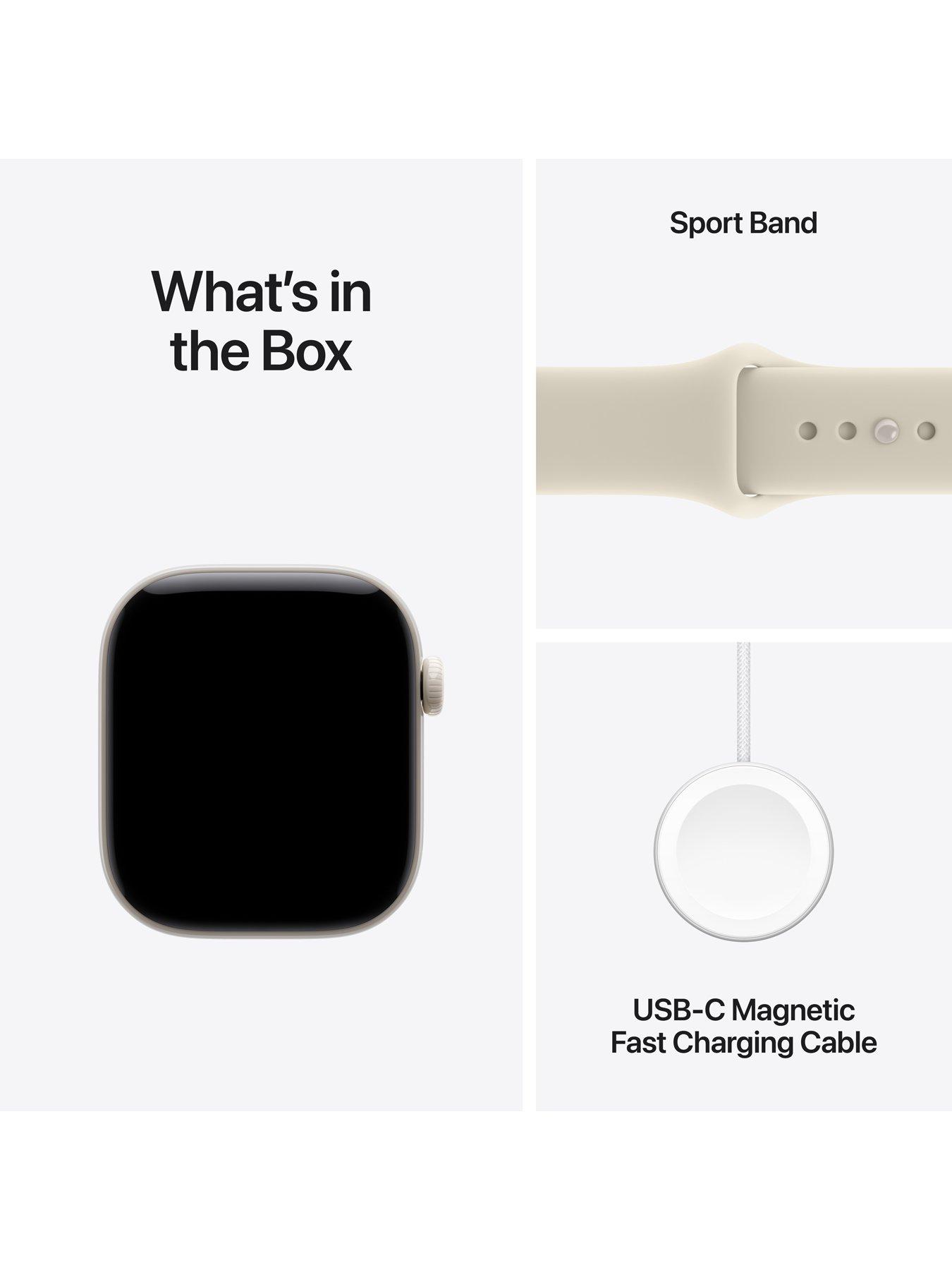 Image 7 of 8 of Apple Watch Series 12 (GPS + Cellular) 42mm Pearl White Ceramic Case with Sand Sport Band - S/M