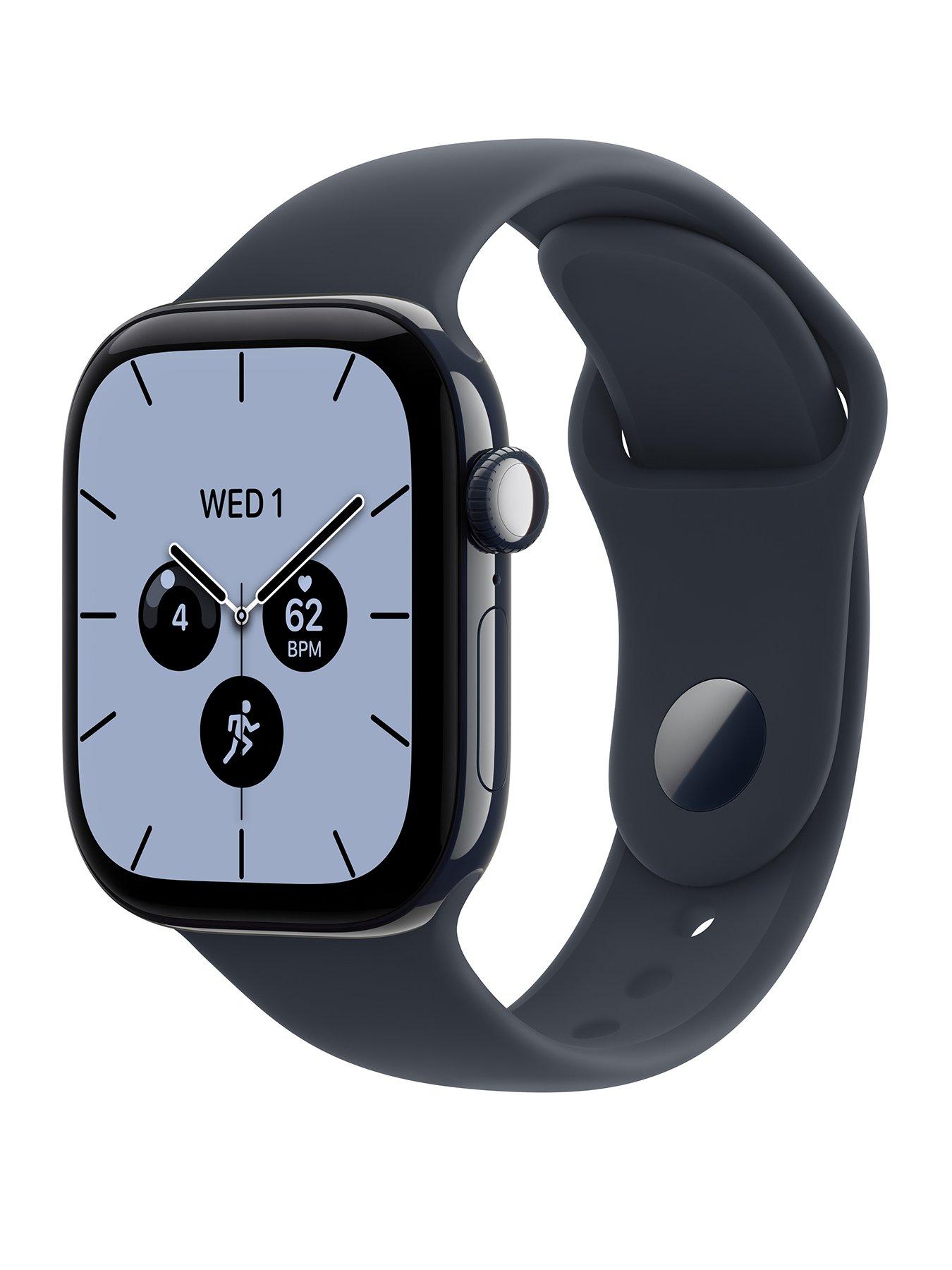 Image 1 of 8 of Apple Watch Series 12 (GPS + Cellular) 42mm Night Blue Ceramic Case with Navy Blue Sport Band - M/L
