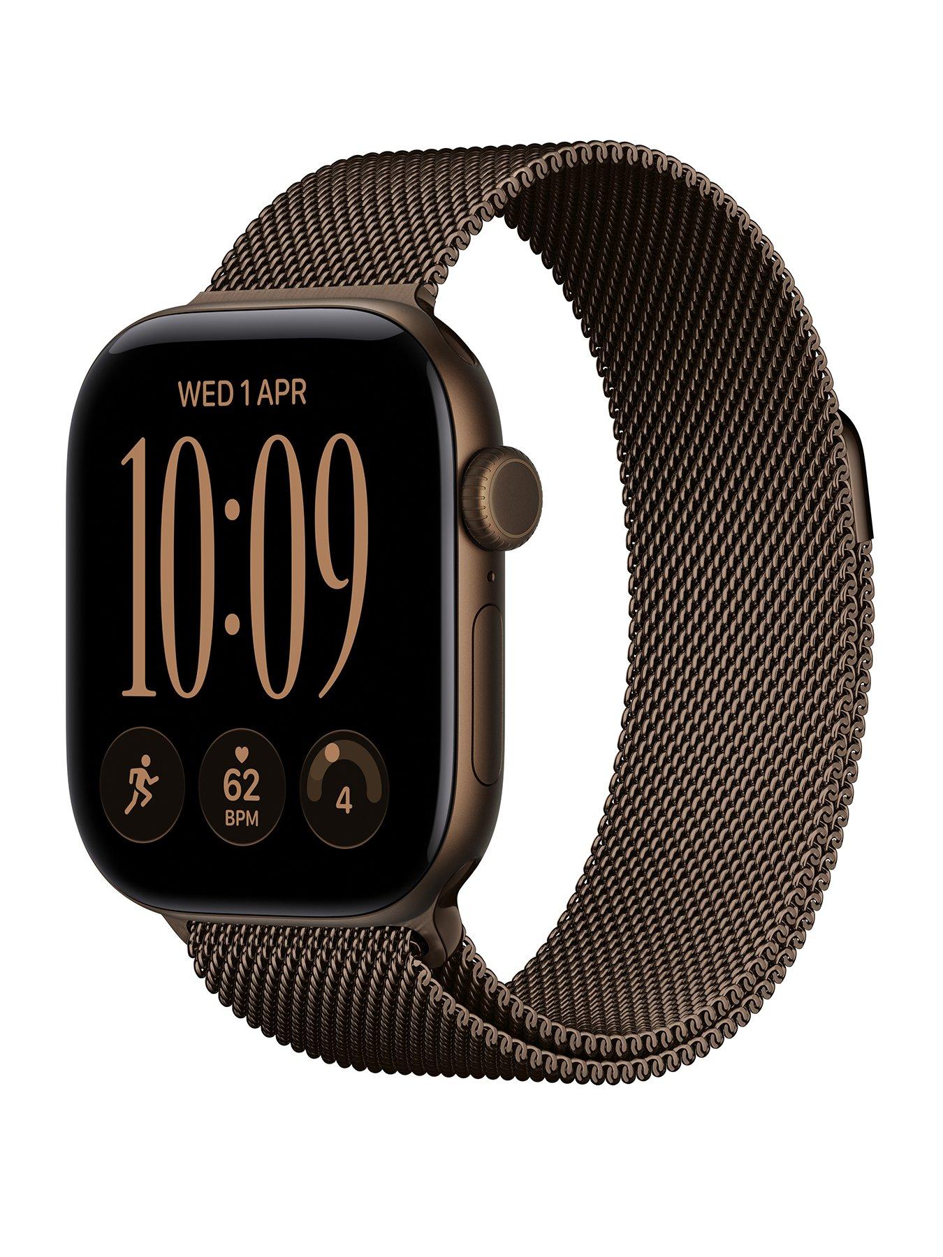 Image 1 of 8 of Apple Watch Series 12 (GPS) 42mm Dark Bronze Aluminium Case with Dark Bronze Milanese Loop