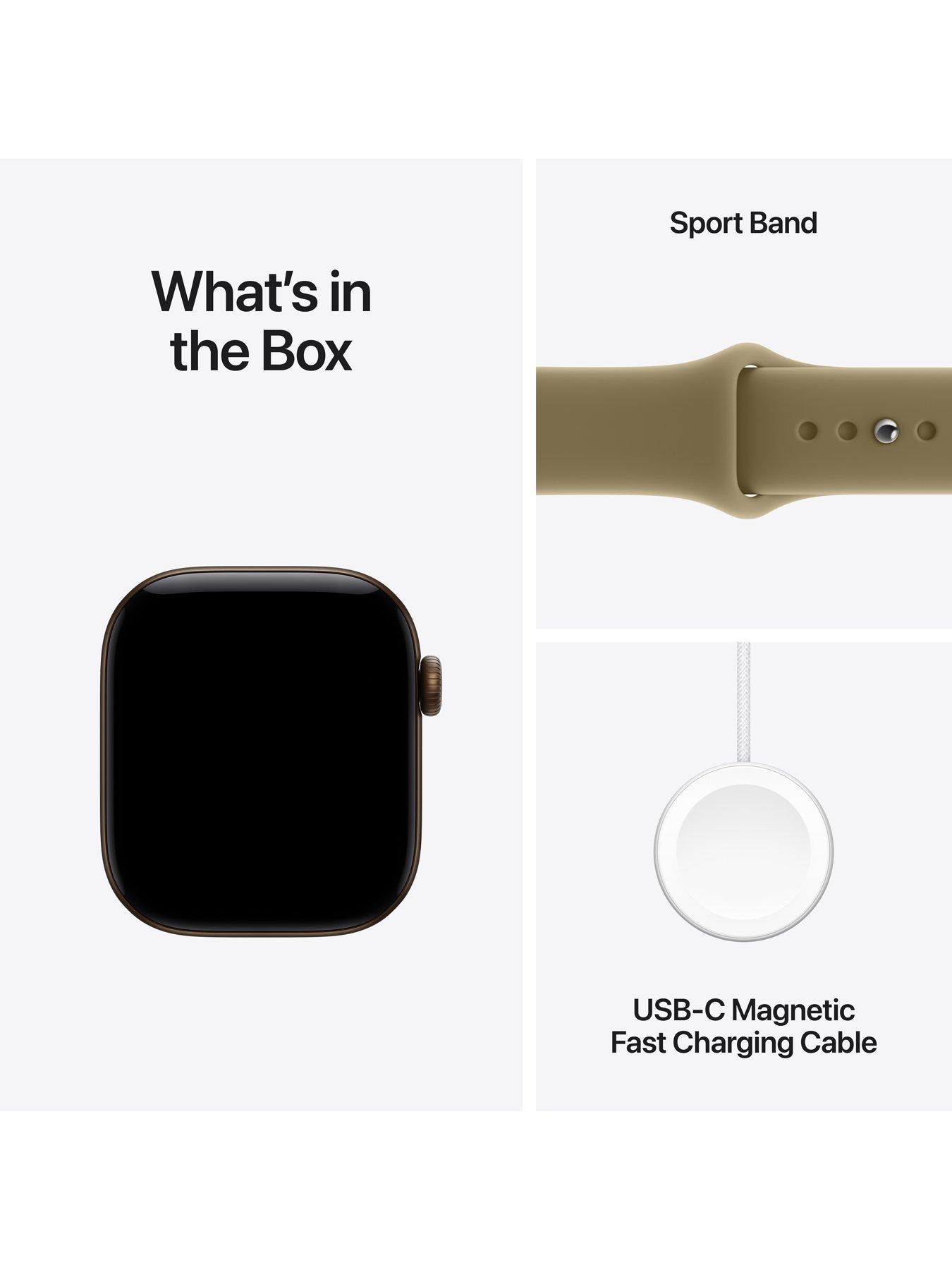 Image 7 of 8 of Apple Watch Series 12 (GPS) 42mm Dark Bronze Aluminium Case with Olive Sport Band - M/L