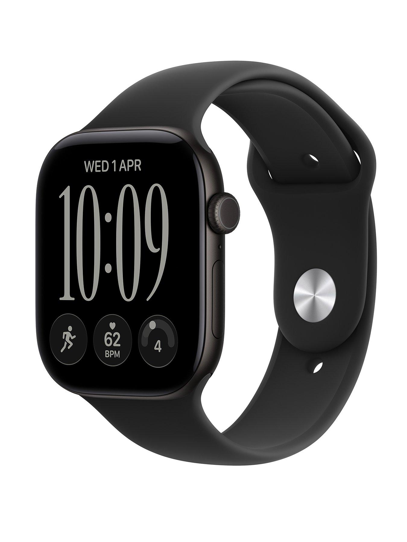 Image 1 of 8 of Apple Watch Series 12 (GPS) 46mm Black Aluminium Case with Black Sport Band - M/L