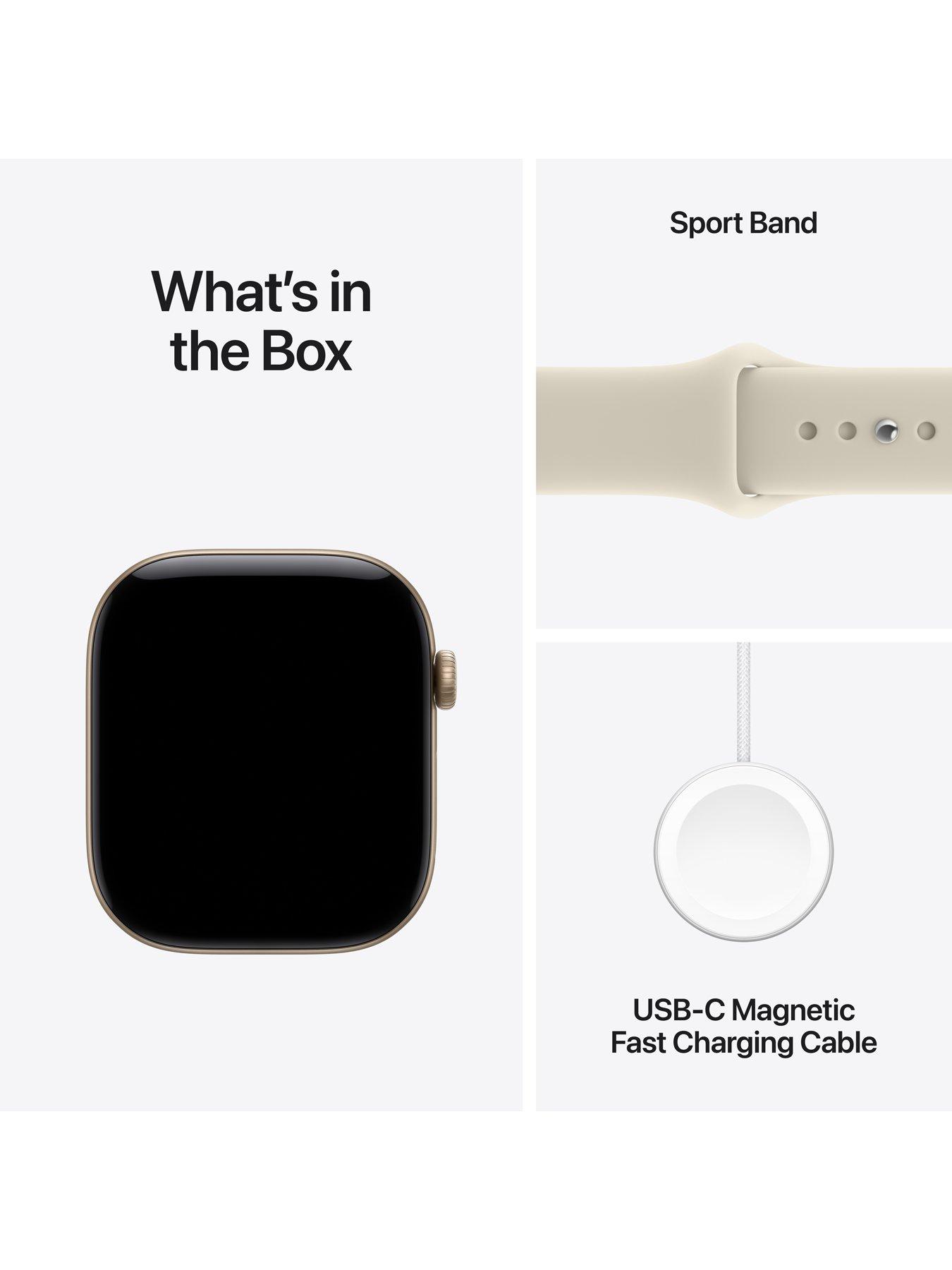 Image 7 of 8 of Apple Watch Series 12 (GPS) 46mm Light Gold Aluminium Case with Sand Sport Band - M/L