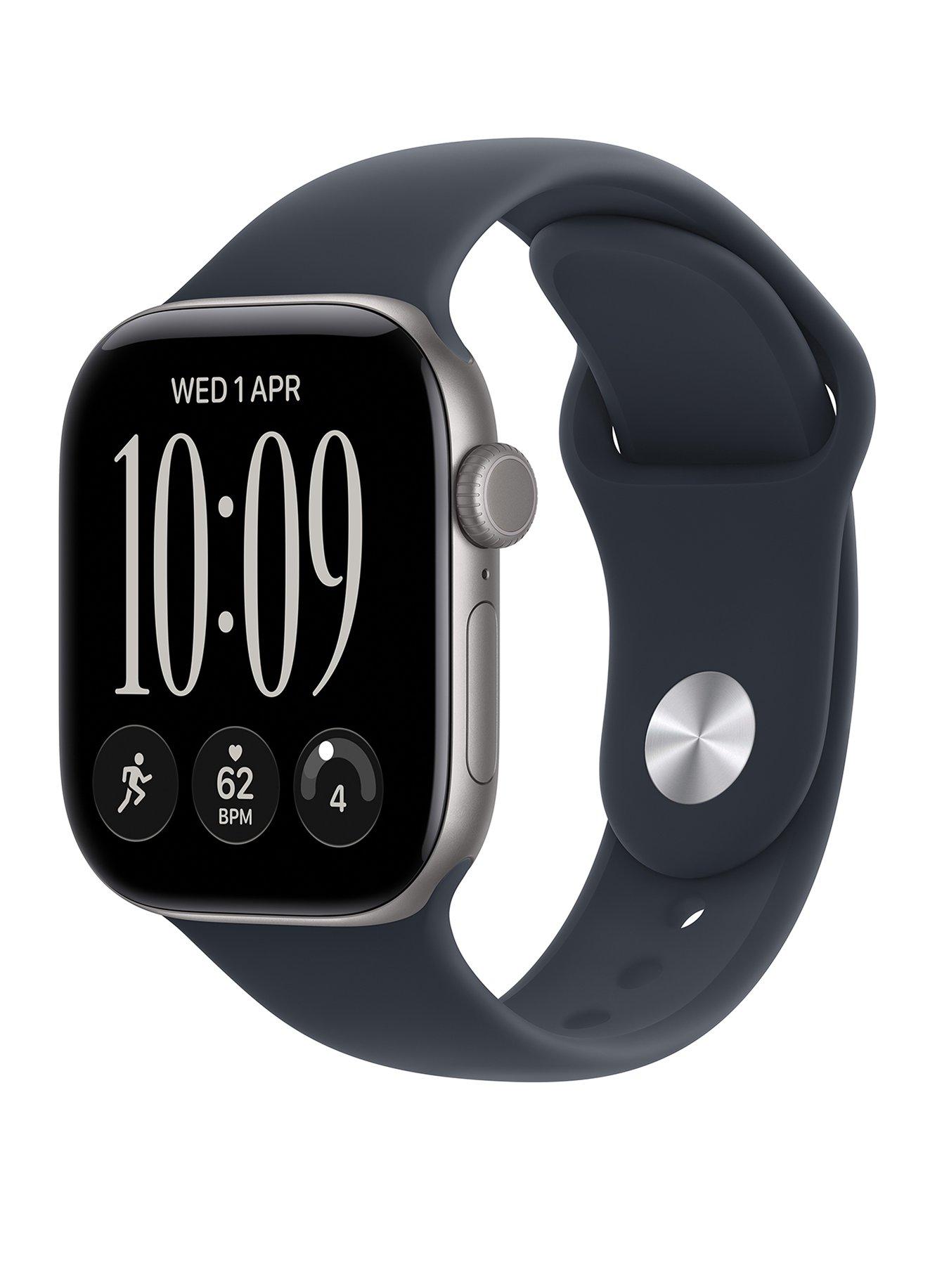 Image 1 of 8 of Apple Watch Series 12 (GPS + Cellular) 42mm Space Grey Aluminium Case with Navy Blue Sport Band - S/M