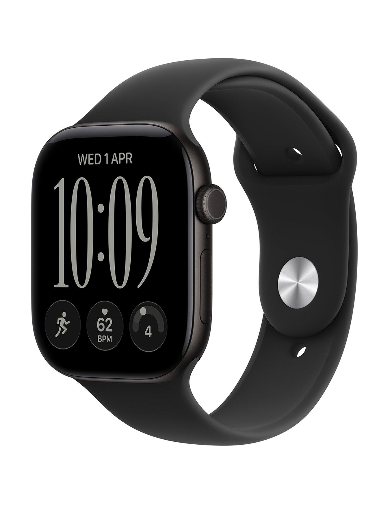 Image 1 of 8 of Apple Watch Series 12 (GPS + Cellular) 46mm Black Aluminium Case with Black Sport Band - S/M