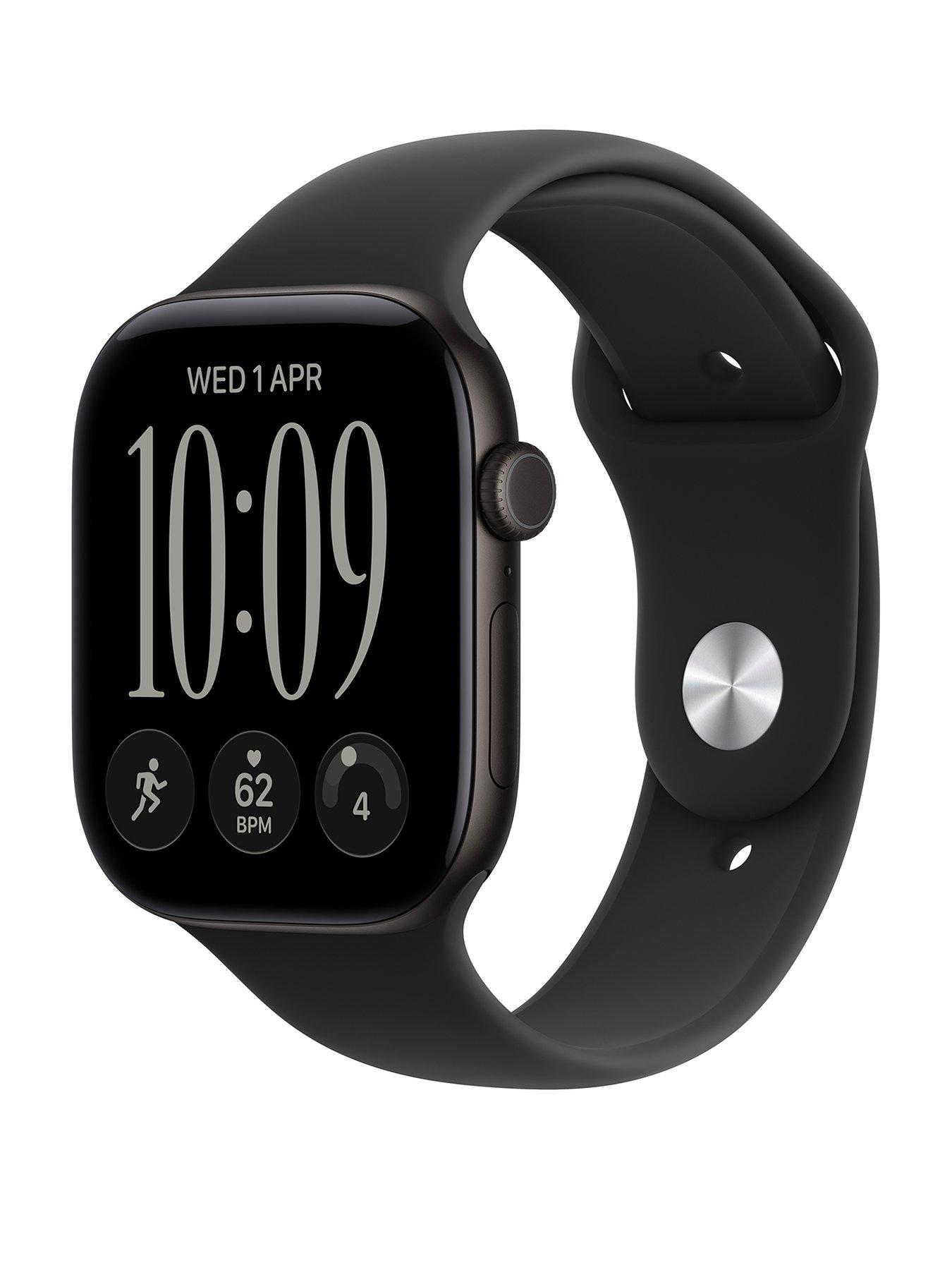 Image 1 of 8 of Apple Watch Series 12 (GPS + Cellular) 46mm Black Aluminium Case with Black Sport Band - M/L