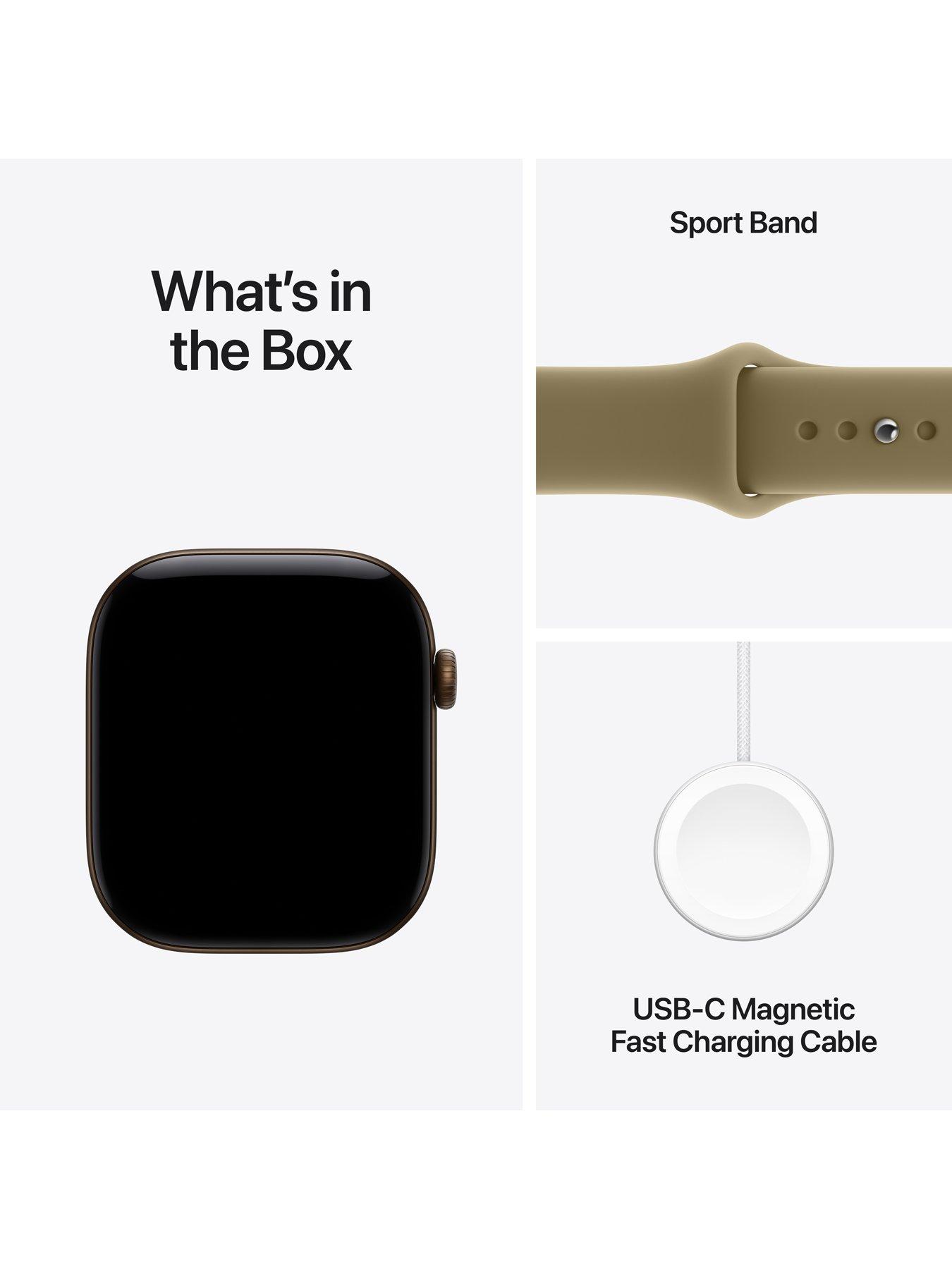 Image 7 of 8 of Apple Watch Series 12 (GPS + Cellular) 46mm Dark Bronze Aluminium Case with Olive Sport Band - M/L