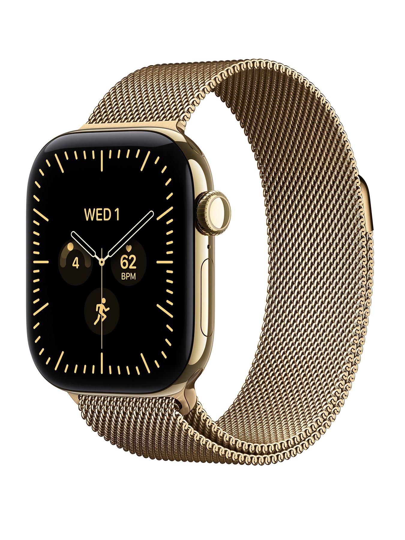 Image 1 of 8 of Apple Watch Series 12 (GPS + Cellular) 42mm Radiant Gold Titanium Case with Radiant Gold Milanese Loop