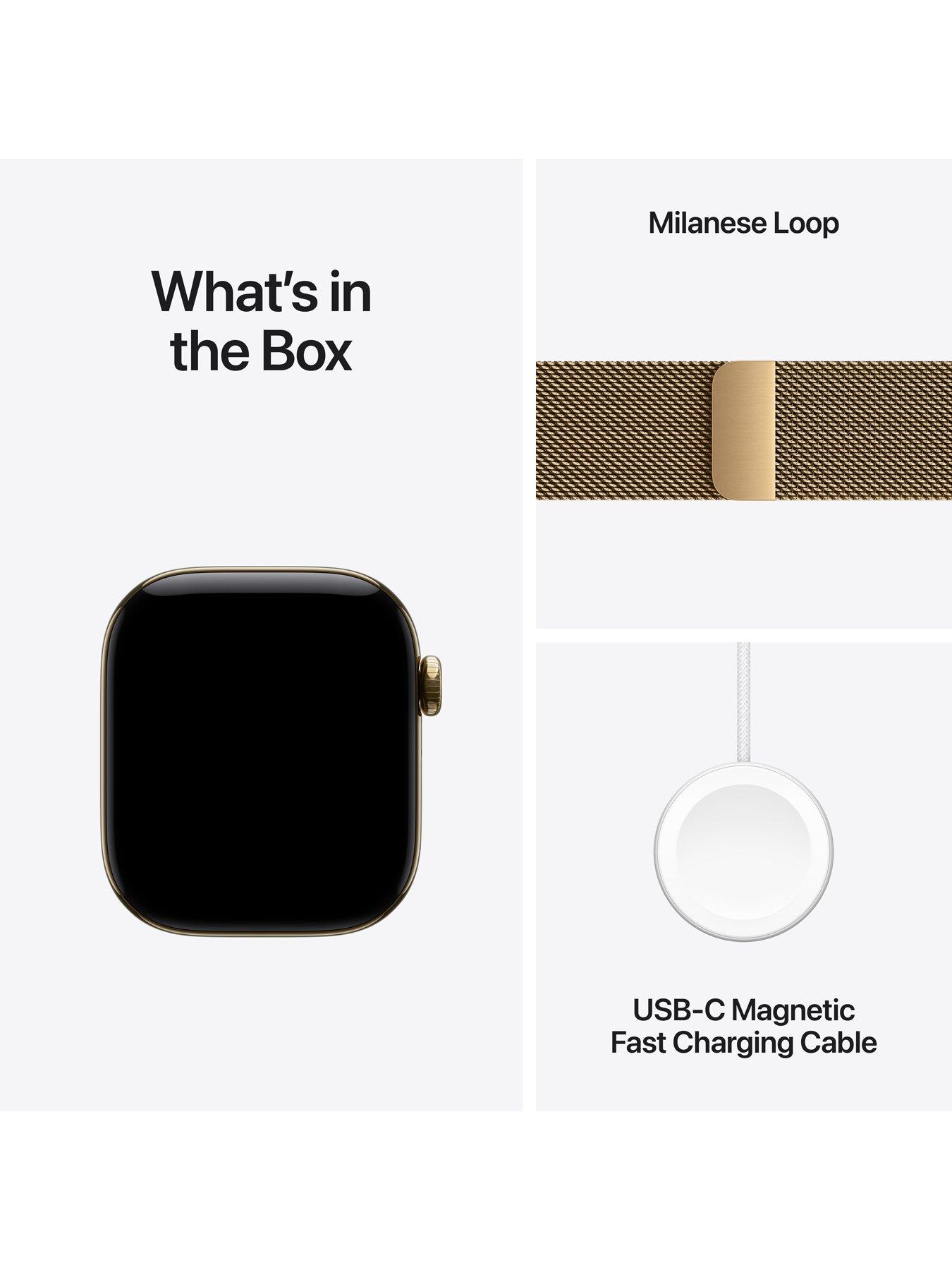 Image 7 of 8 of Apple Watch Series 12 (GPS + Cellular) 42mm Radiant Gold Titanium Case with Radiant Gold Milanese Loop