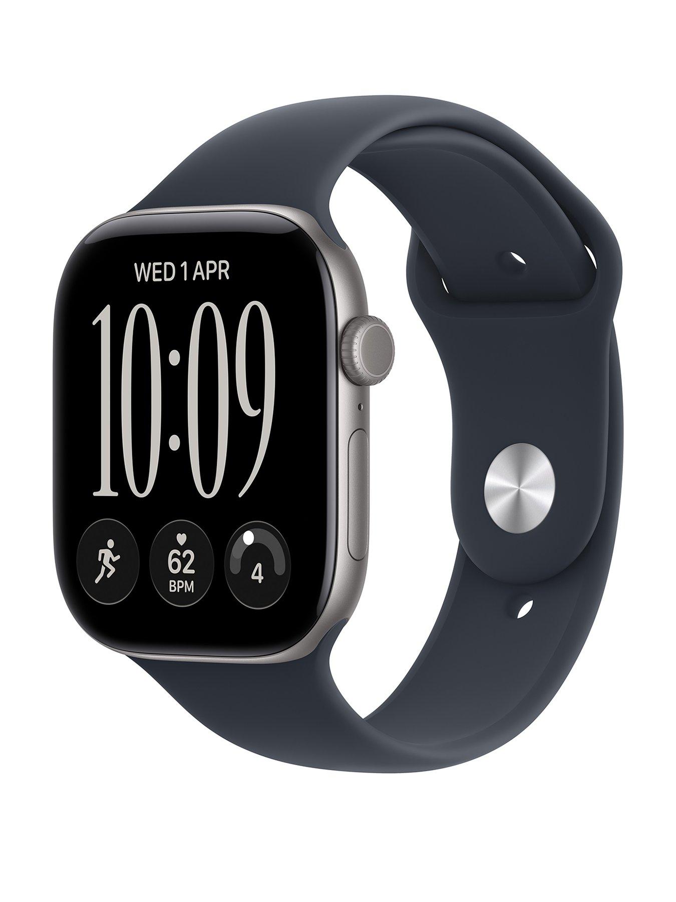 Image 1 of 8 of Apple Watch Series 12 (GPS + Cellular) 46mm Space Grey Aluminium Case with Navy Blue Sport Band - M/L