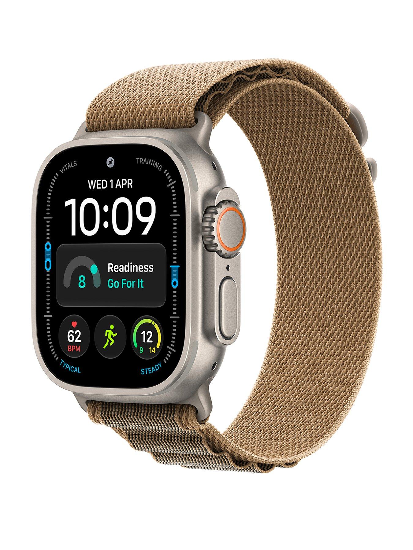Image 1 of 7 of Apple Watch Ultra 4 (GPS + Cellular) 49mm Natural Titanium Case with Desert Alpine Loop - Large