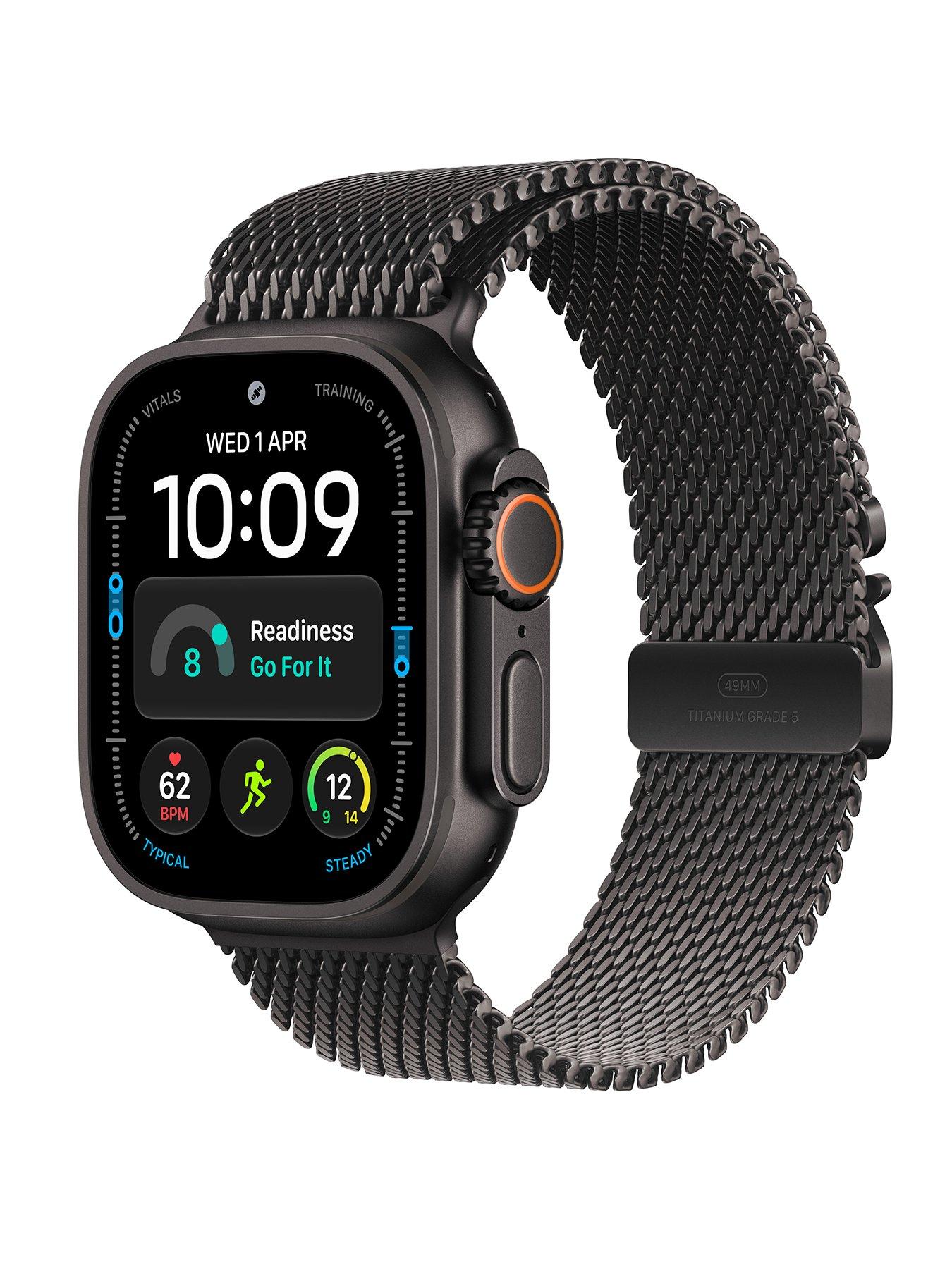 Image 1 of 7 of Apple Watch Ultra 4 (GPS + Cellular) 49mm Black Titanium Case with Black Titanium Milanese Loop - Medium