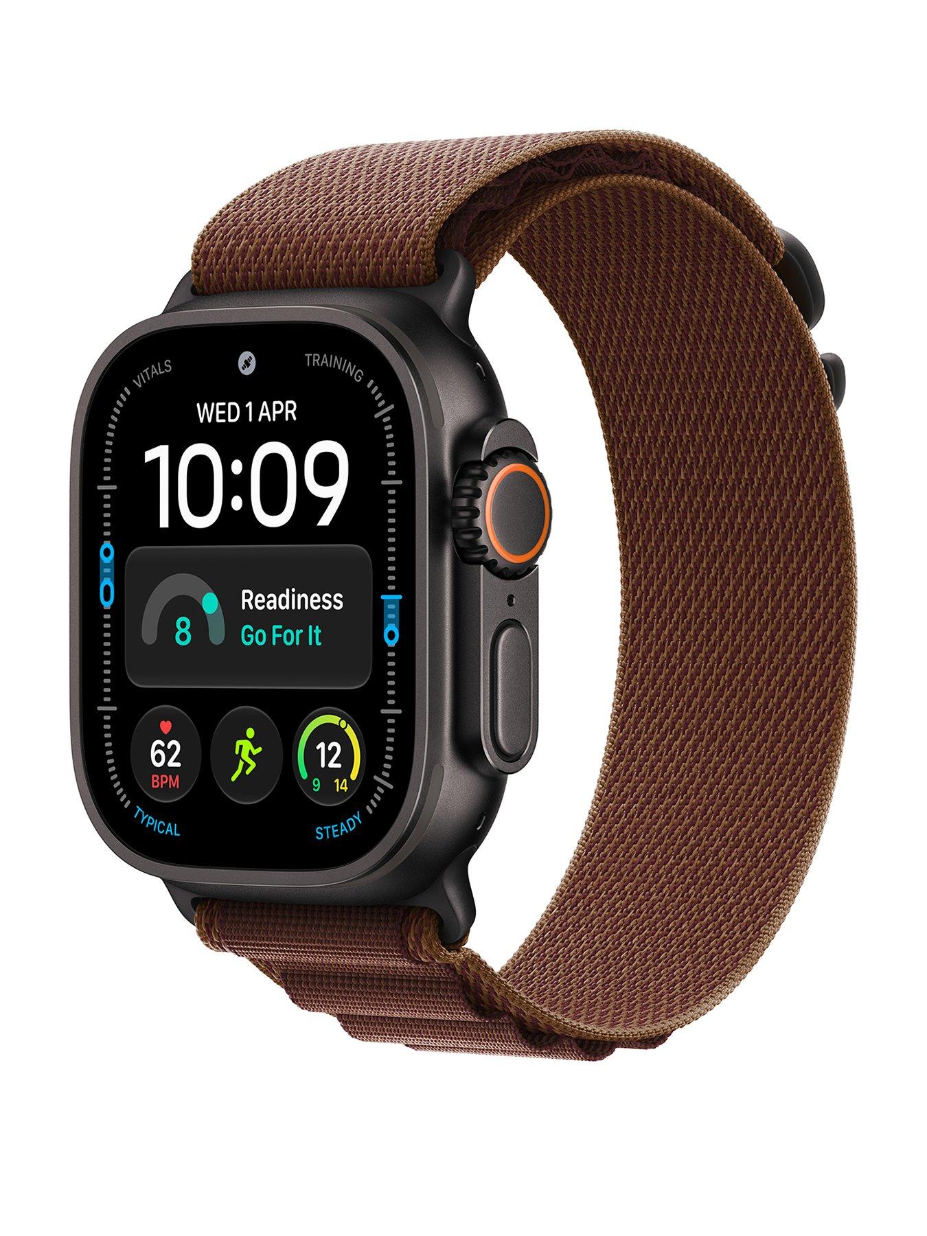 Image 1 of 7 of Apple Watch Ultra 4 (GPS + Cellular) 49mm Black Titanium Case with Burgundy Alpine Loop - Medium