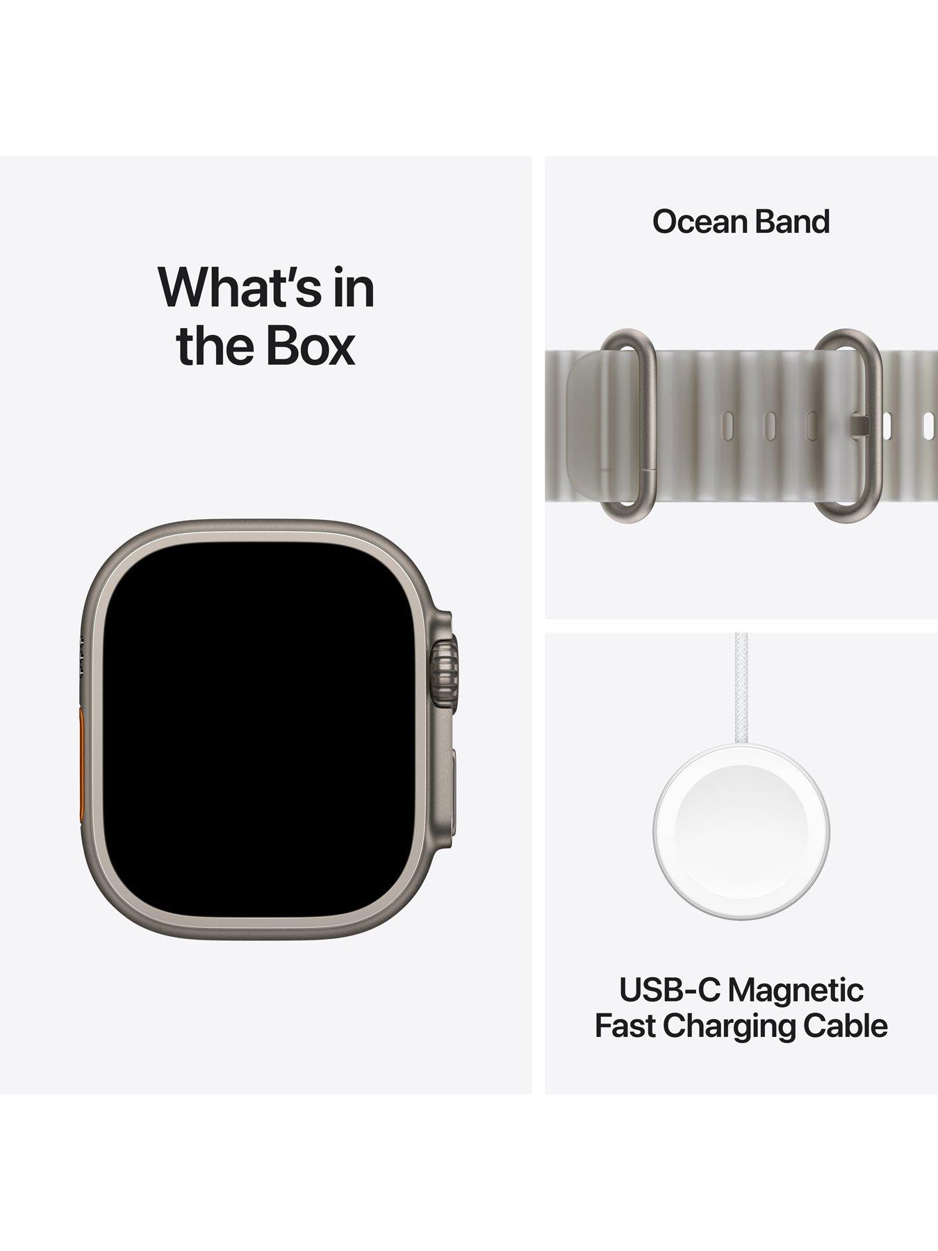 Image 7 of 7 of Apple Watch Ultra 4 GPS + Cellular 49mm Natural Titanium Case with Translucent Grey Ocean Band