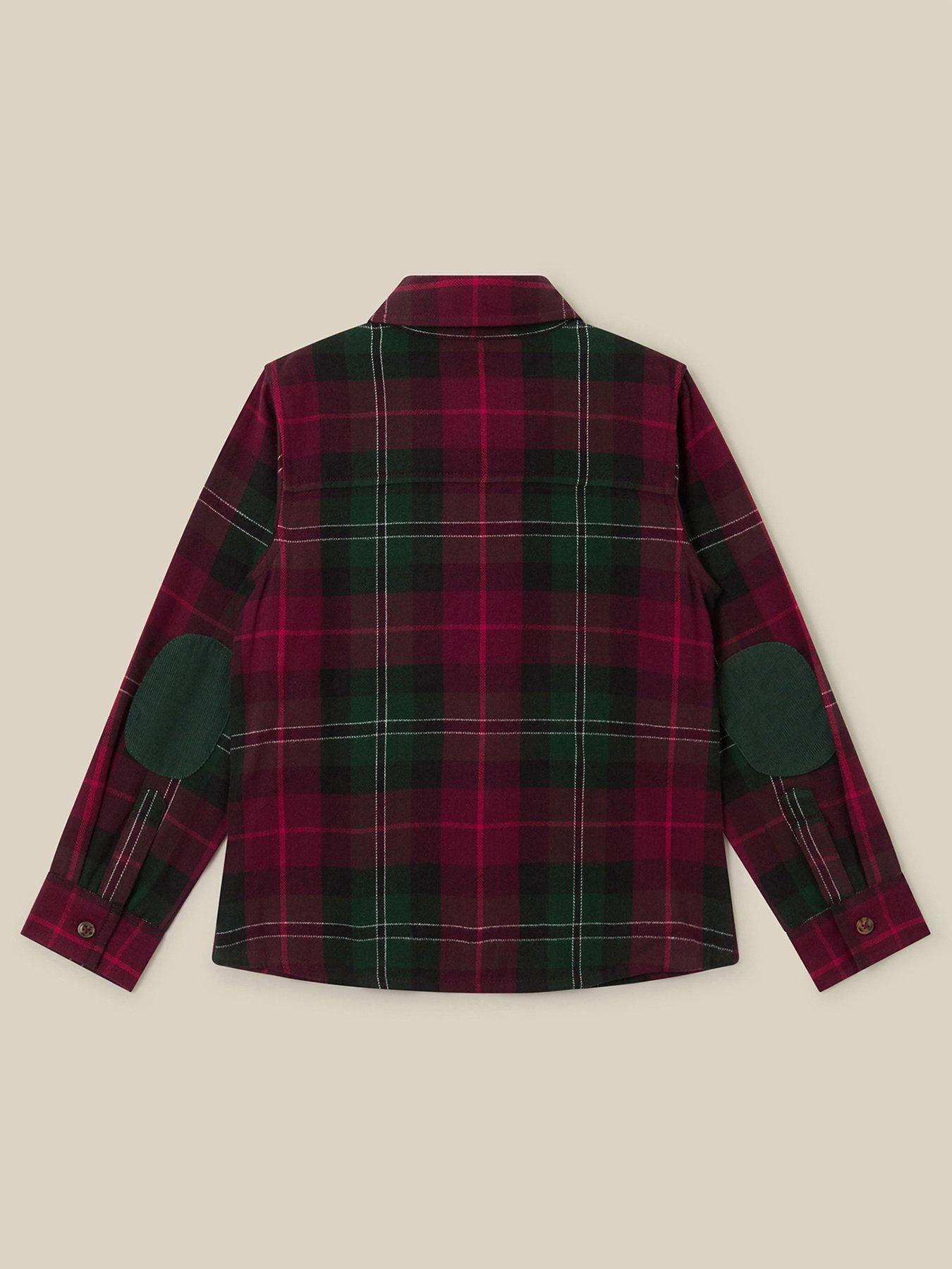 Image 2 of 3 of Monsoon Boys Christmas Check Bow Tie Shirt - Dark Red