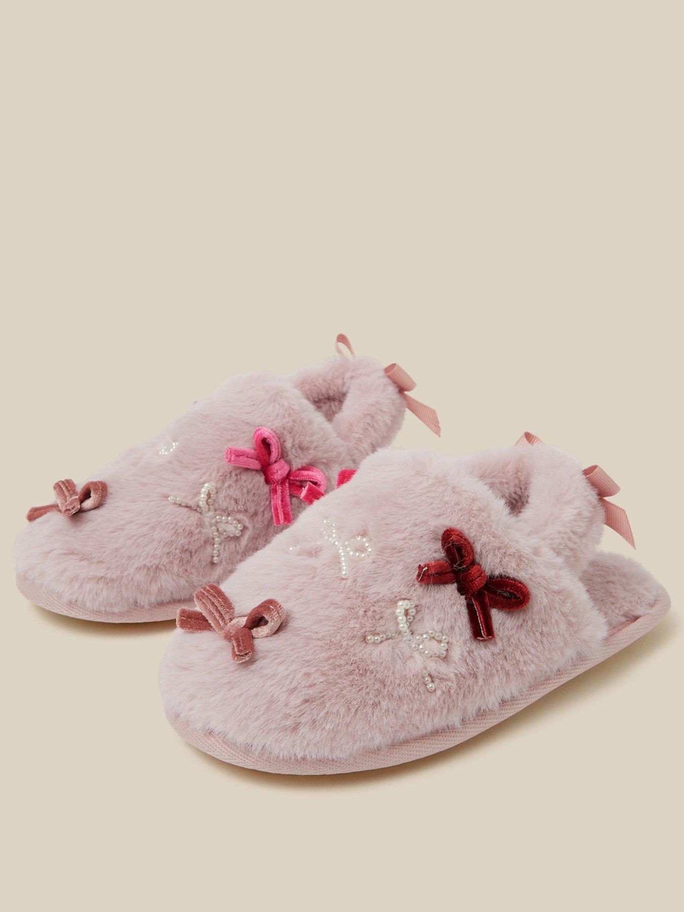 Image 2 of 3 of Monsoon Girls Fluffy Multi Bow Slip-On Slippers - Pink