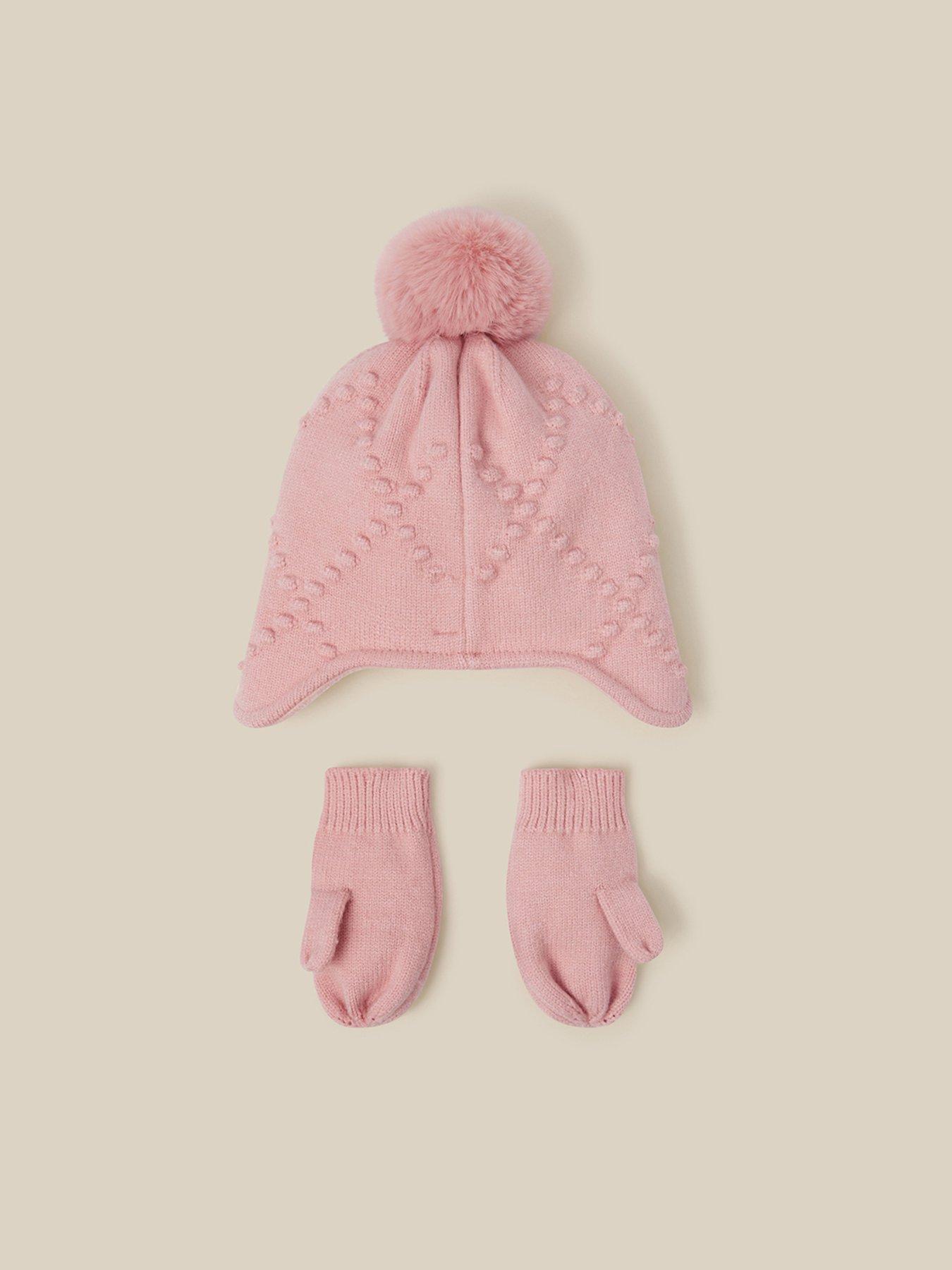 Image 2 of 3 of Monsoon Baby Girls Trapper Hat and Mittens Set - Pink