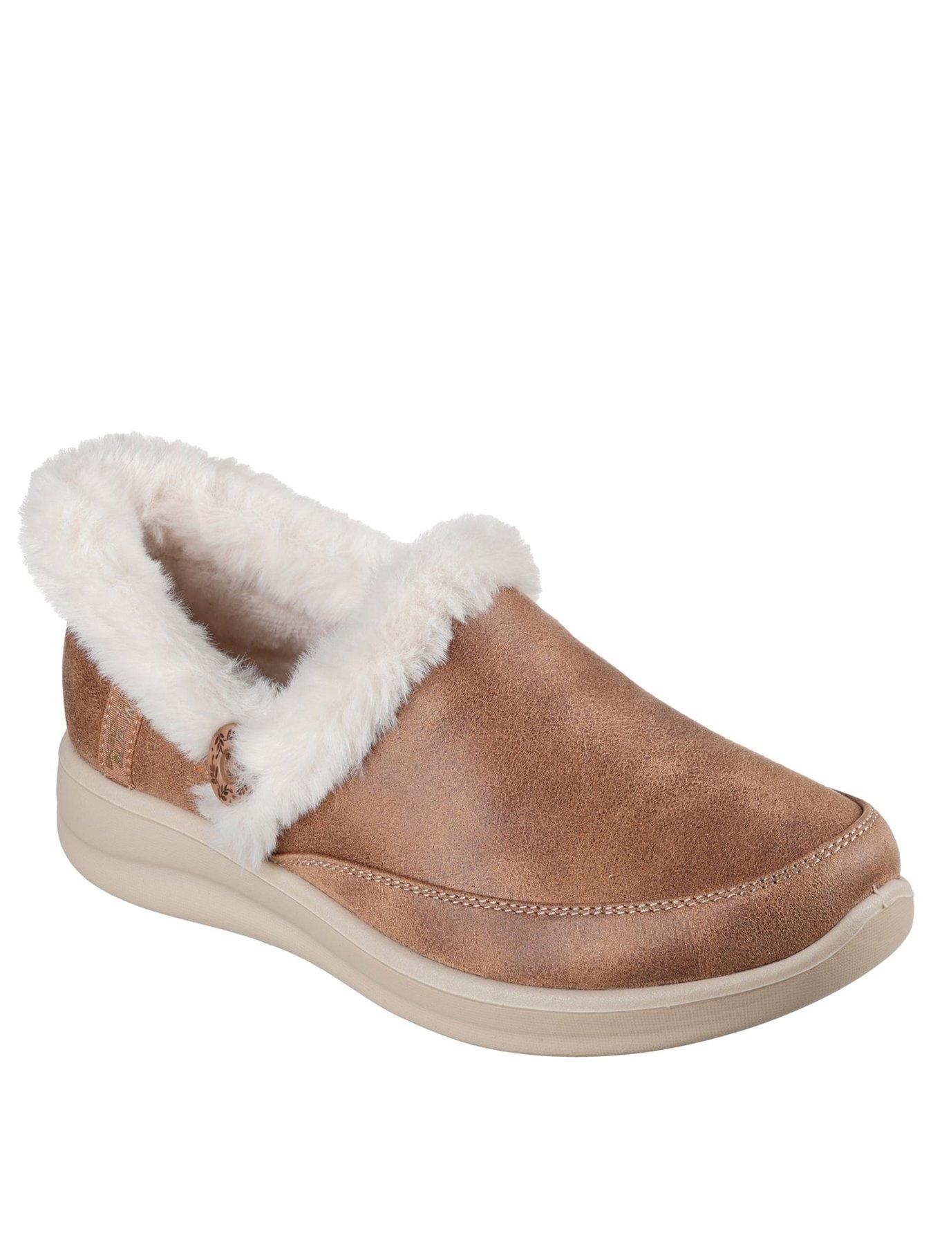 Image 2 of 5 of Skechers Womens Cozy Escape Faux-Fur Lined Slippers - Brown