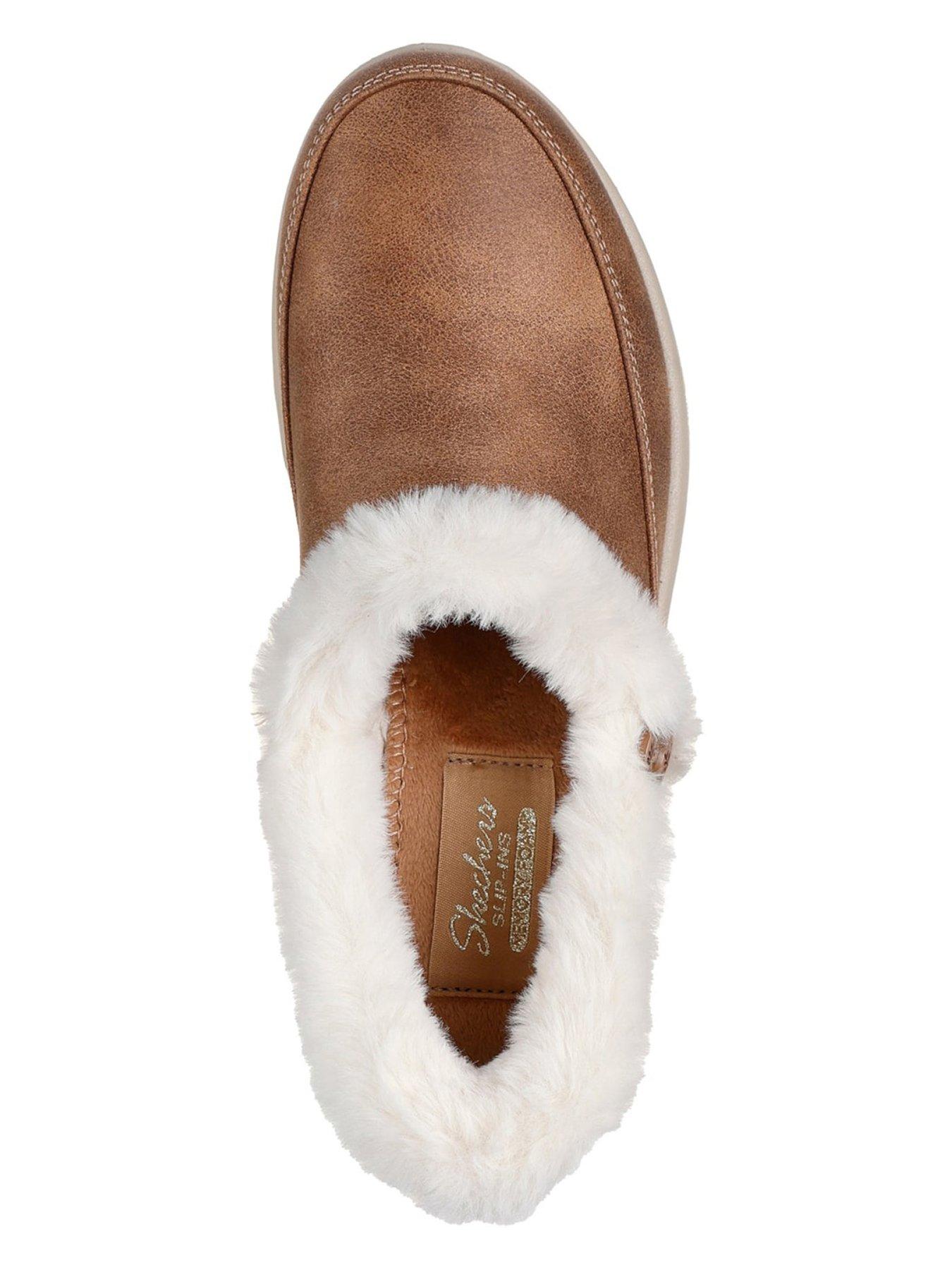 Image 4 of 5 of Skechers Womens Cozy Escape Faux-Fur Lined Slippers - Brown