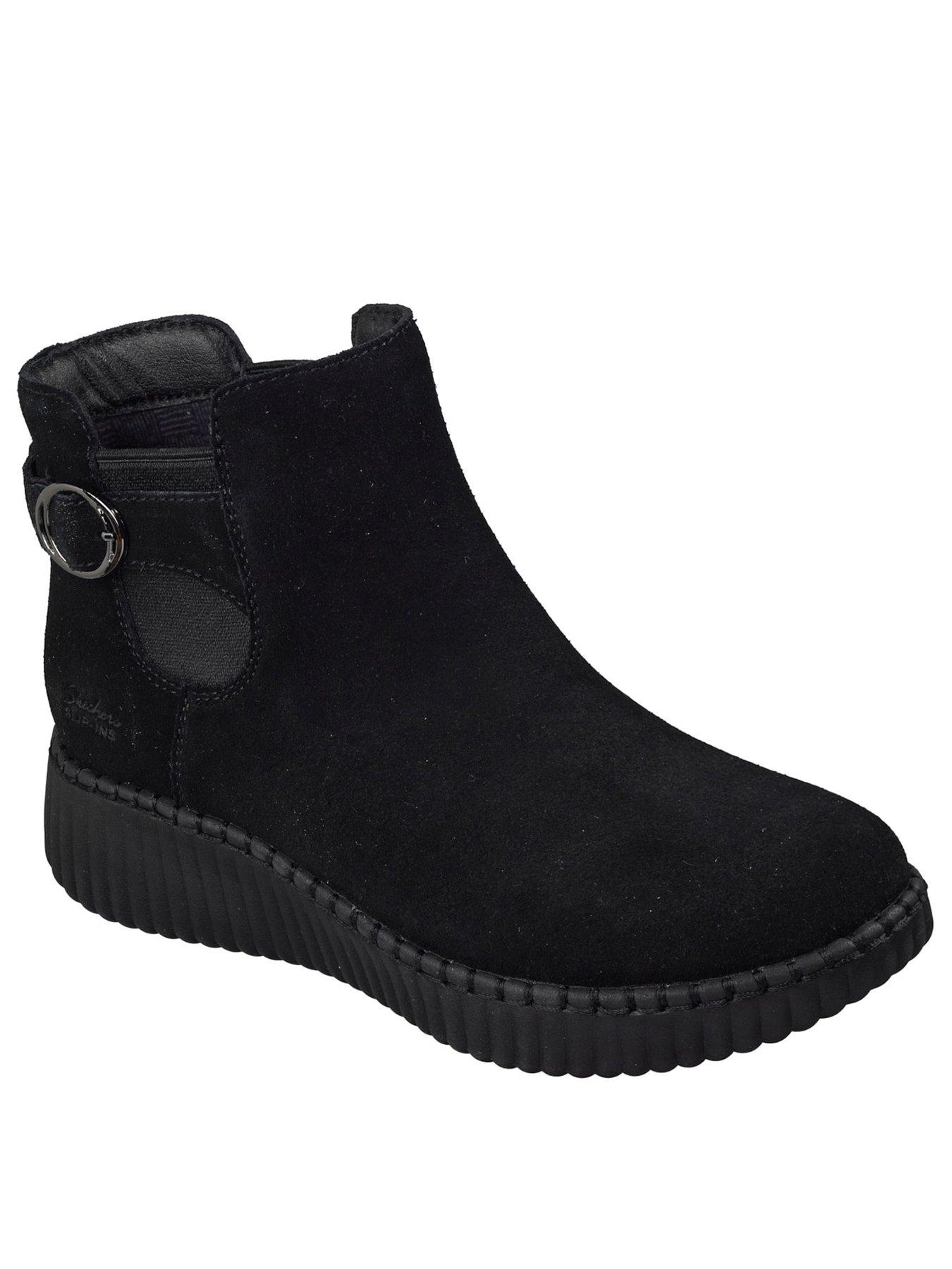 Image 2 of 5 of Skechers Womens Slip-In Leather Buckle Ankle Boots - Black