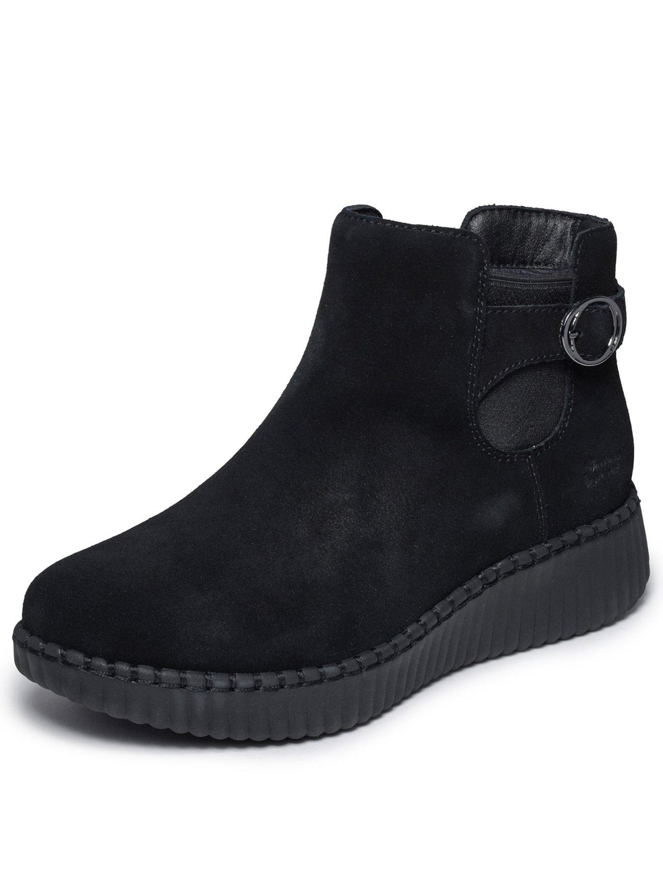 Image 3 of 5 of Skechers Womens Slip-In Leather Buckle Ankle Boots - Black