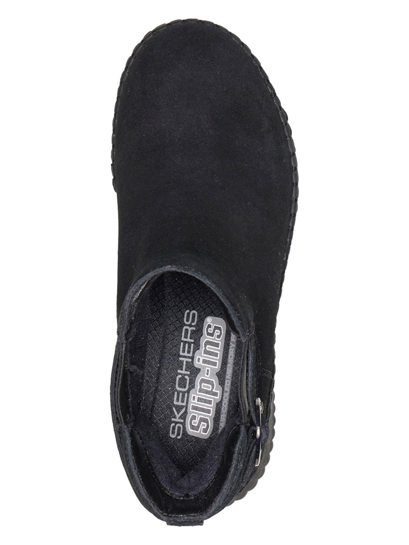 Image 4 of 5 of Skechers Womens Slip-In Leather Buckle Ankle Boots - Black