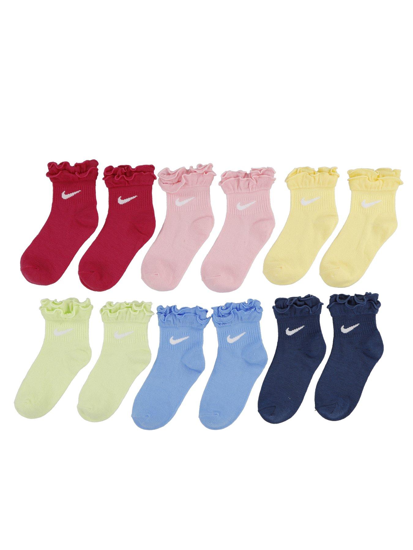 Image 2 of 3 of Nike Kids Ruffle Ankle 6 Pack Socks - Pink