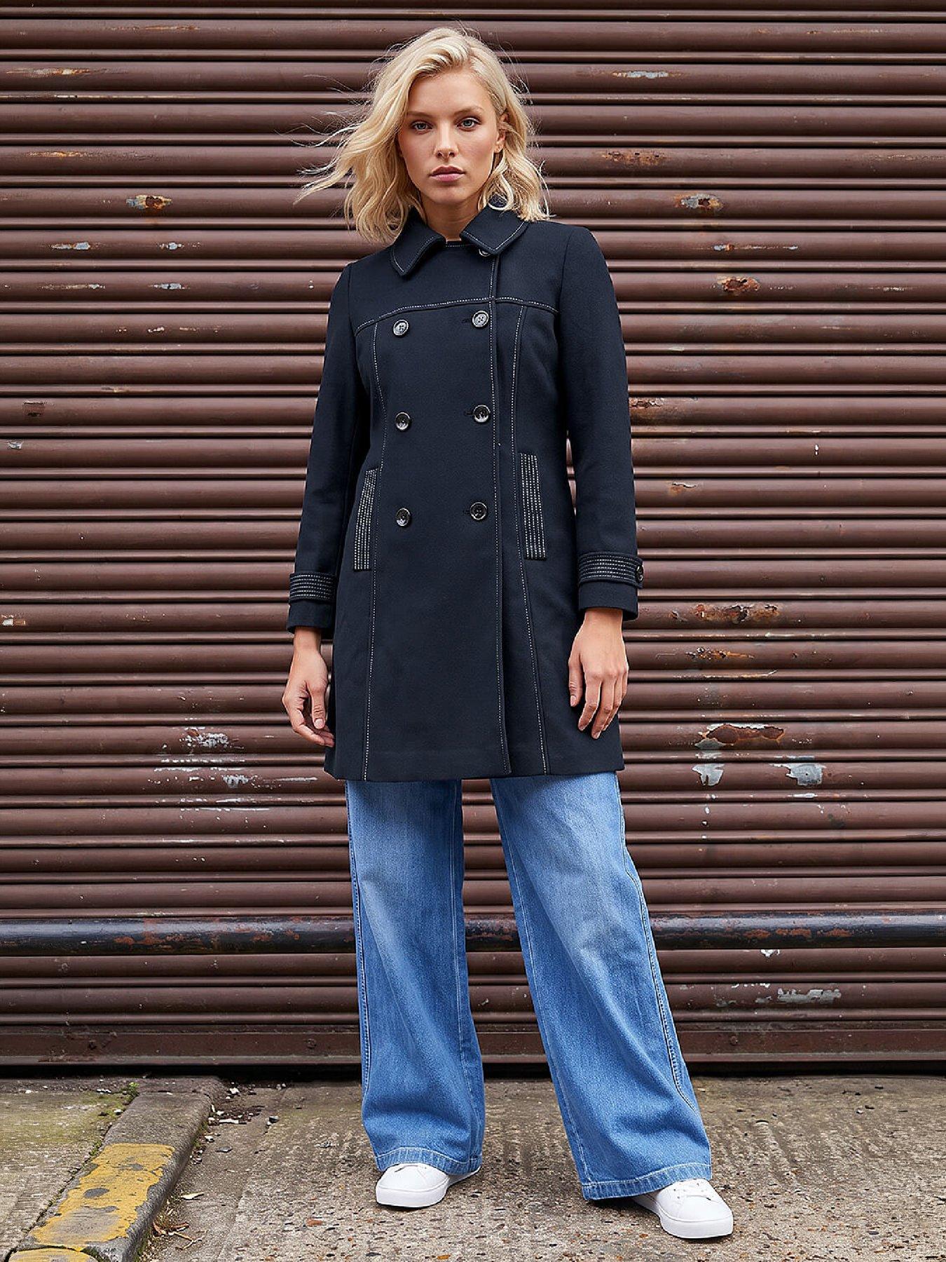 Image 3 of 4 of Roman Petite Contrast Double Breasted Coat