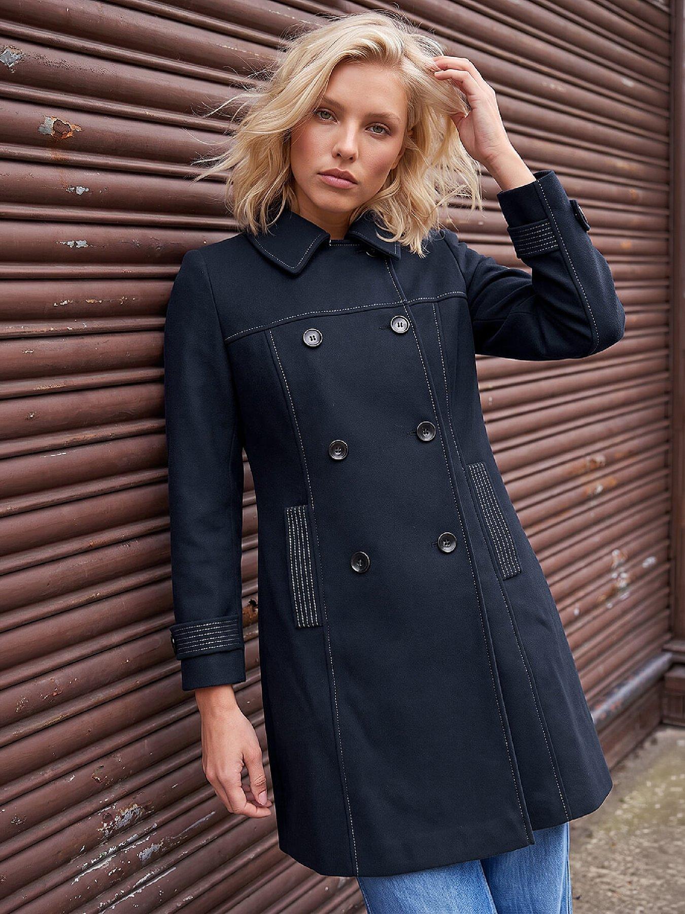 Image 4 of 4 of Roman Petite Contrast Double Breasted Coat