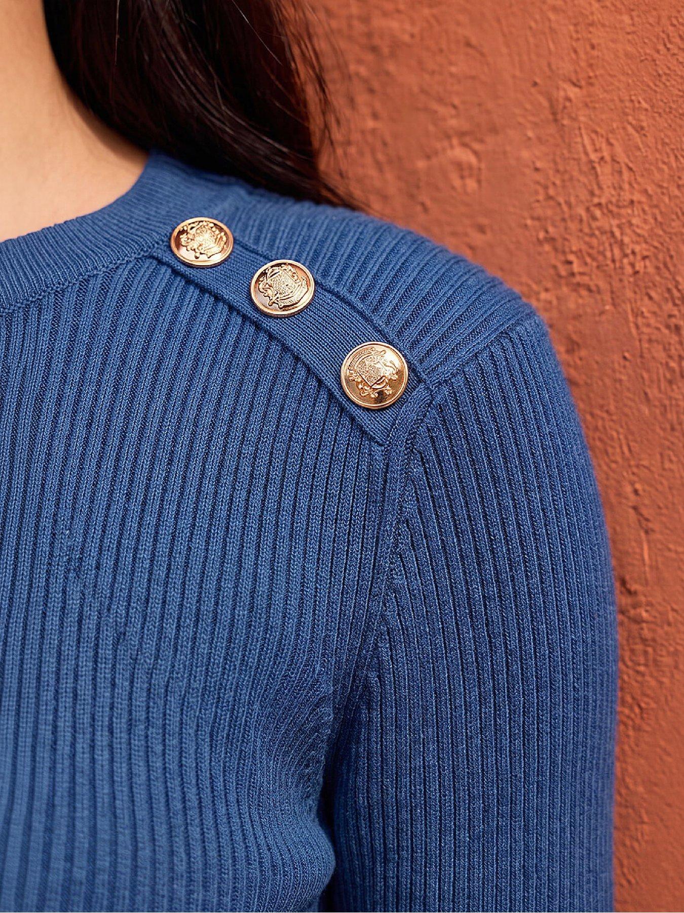 Image 4 of 4 of Roman Button Detail Knit Jumper